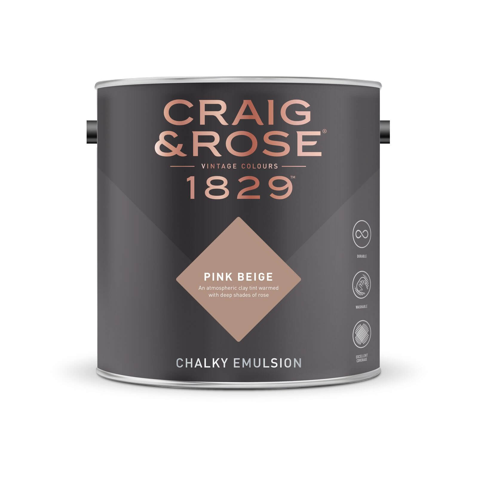 Craig & Rose 1829 Chalky Matt Emulsion Paint Pink Beige - 2.5L