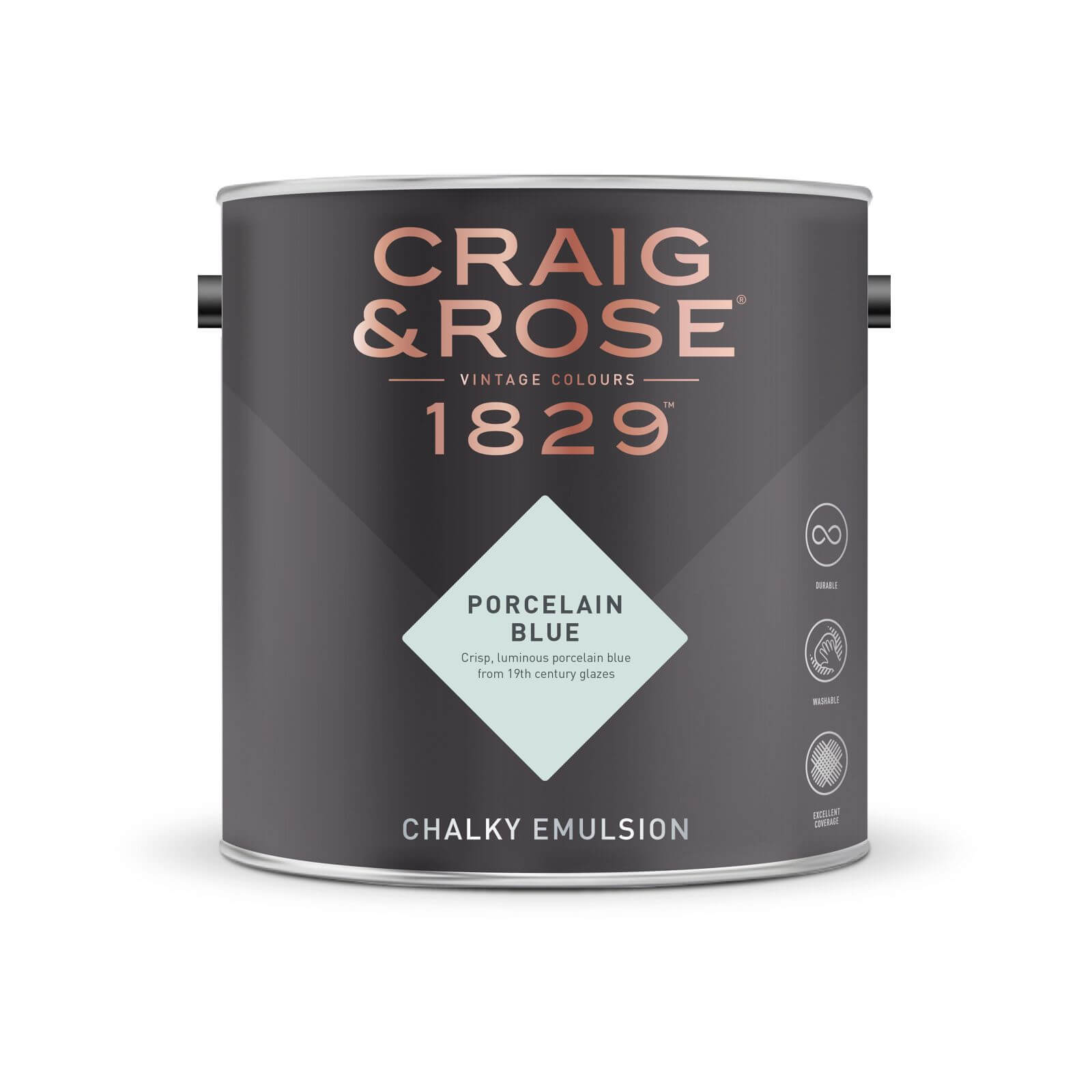 Craig & Rose 1829 Chalky Matt Emulsion Paint Porcelain Blue - 2.5L