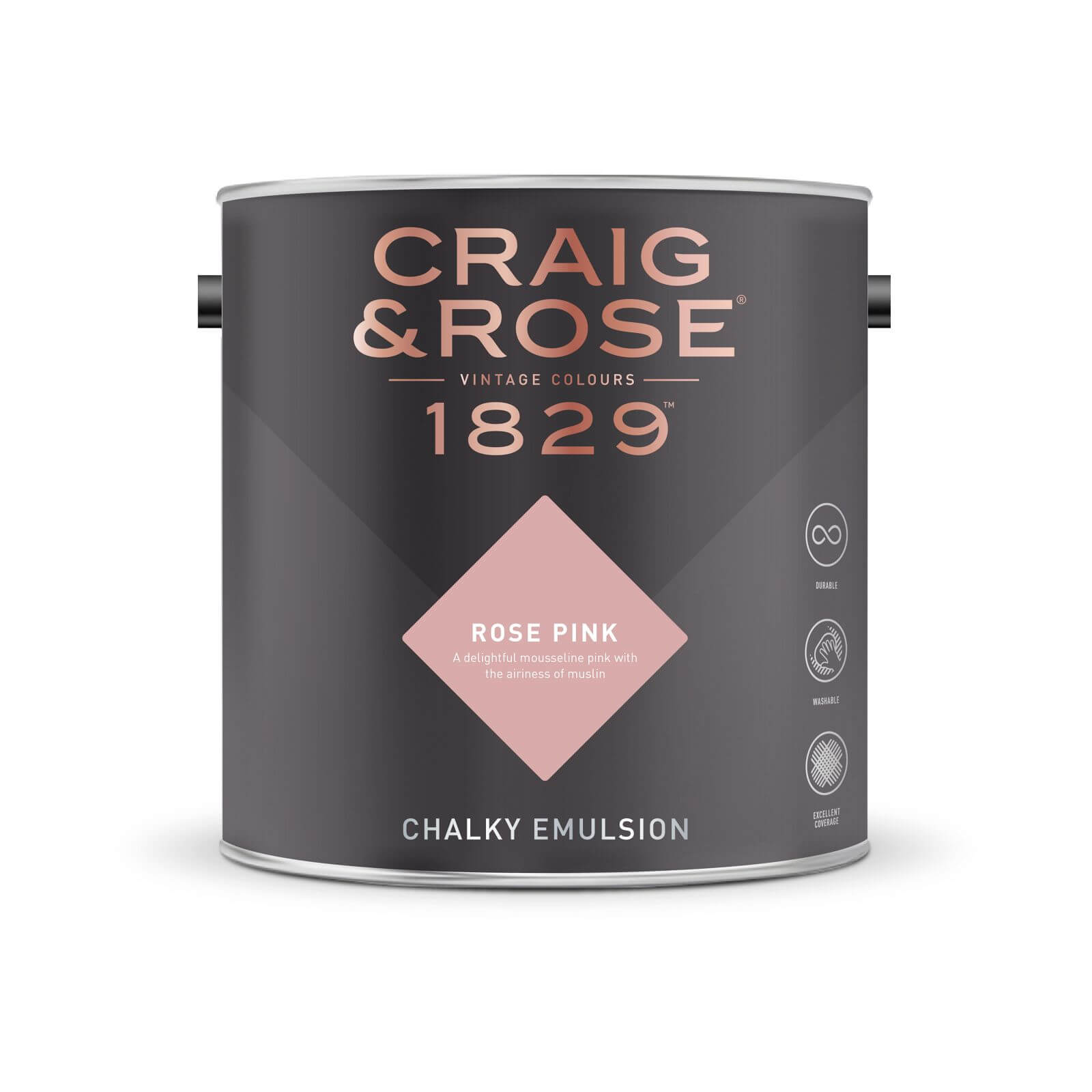 Craig & Rose 1829 Chalky Matt Emulsion Paint Rose Pink - 2.5L