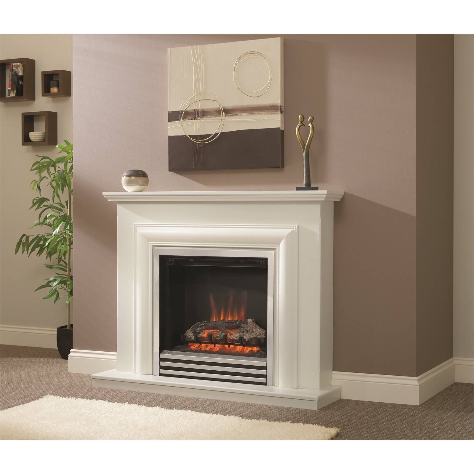 Be Modern Durham Electric Fire Suite with Flat to Wall Fitting - Soft White