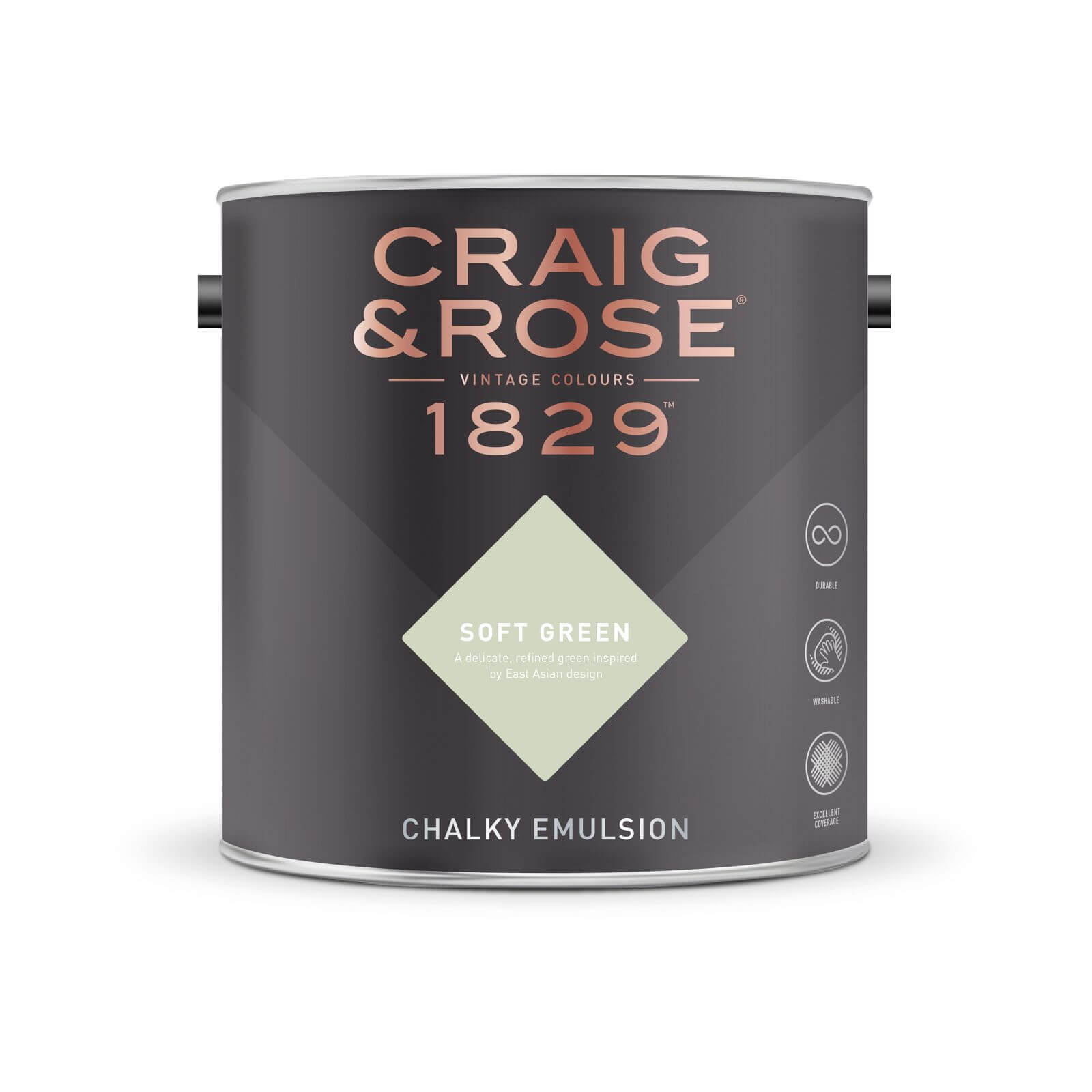 Craig & Rose 1829 Chalky Matt Emulsion Paint Soft Green - 2.5L