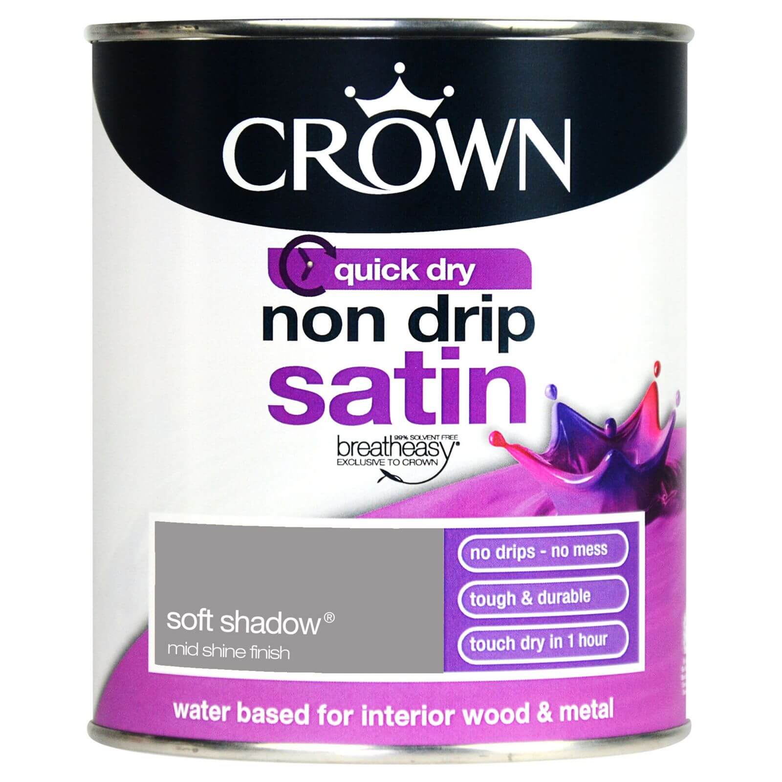 Crown Standard Breatheasy Non Drip Satin Paint Soft Shadow - 750ml