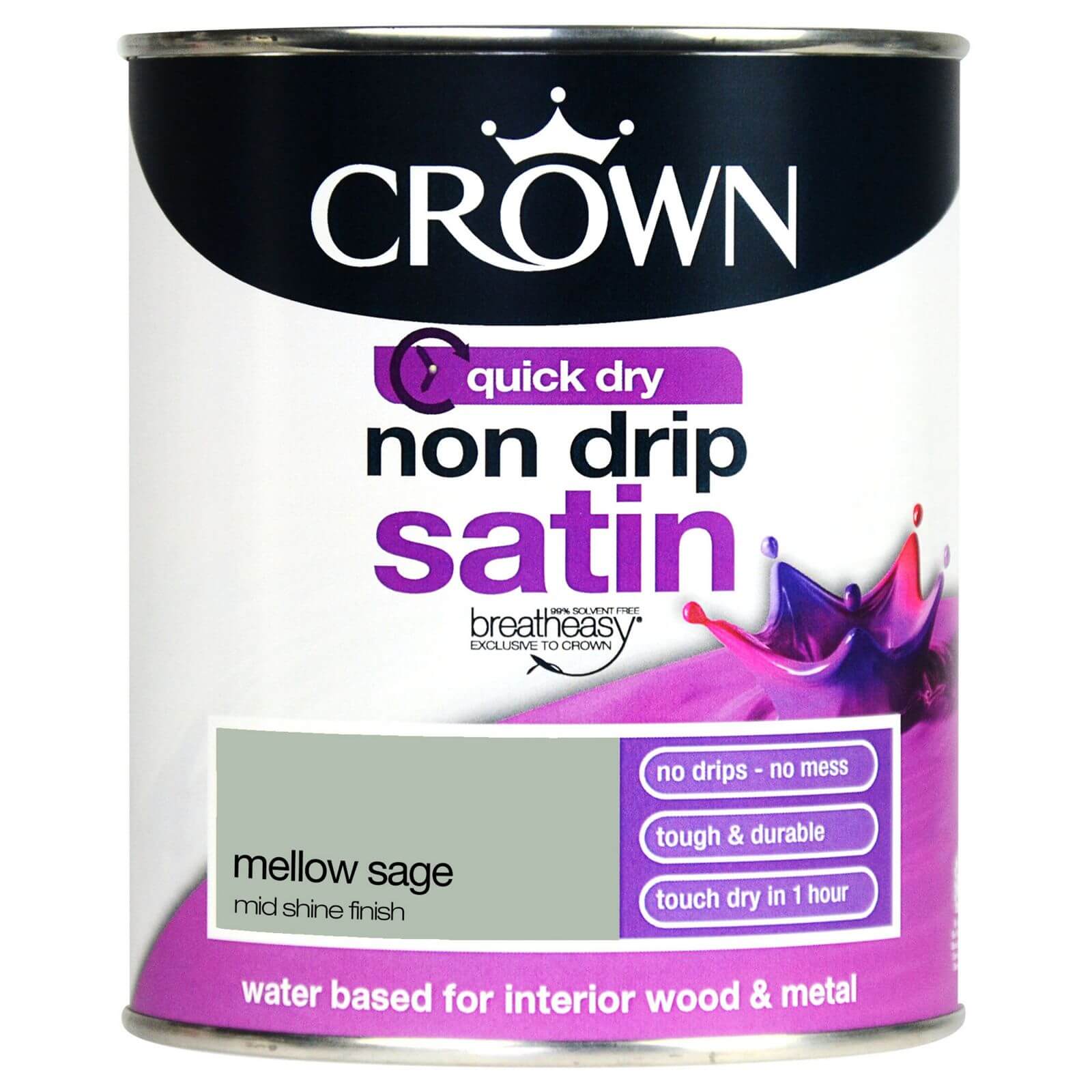 Crown Standard Breatheasy Mellow Sage - Non Drip Satin Paint - 750ml