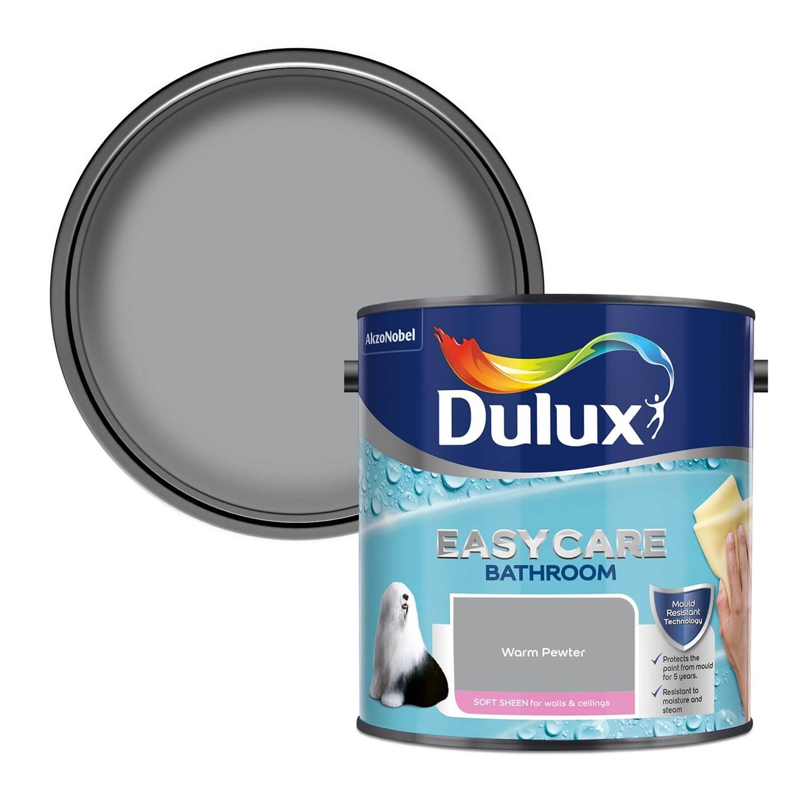 Dulux Easycare Bathroom Warm Pewter Soft Sheen Paint 2.5L Homebase