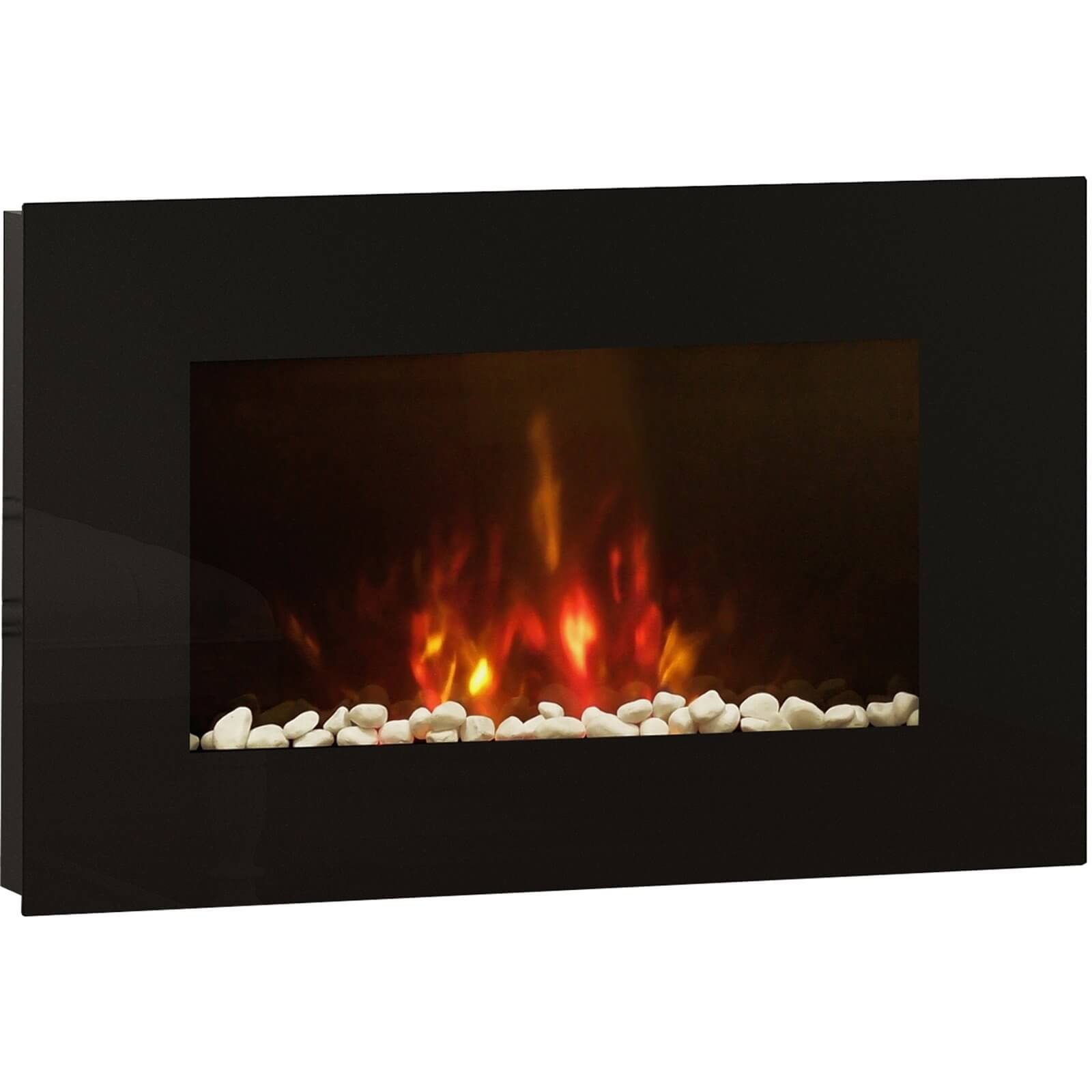 Be Modern Azonto Electric Fire with Wall Mounted Fitting - Black Glass