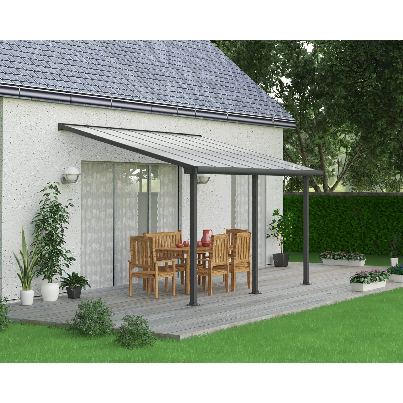 Palram - Canopia Olympia Patio Cover 3X4.25 Grey Clear