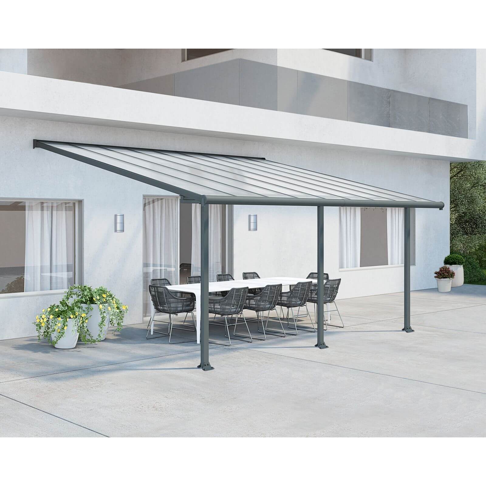 Palram - Canopia Olympia Patio Cover 3X5.46 Grey Clear