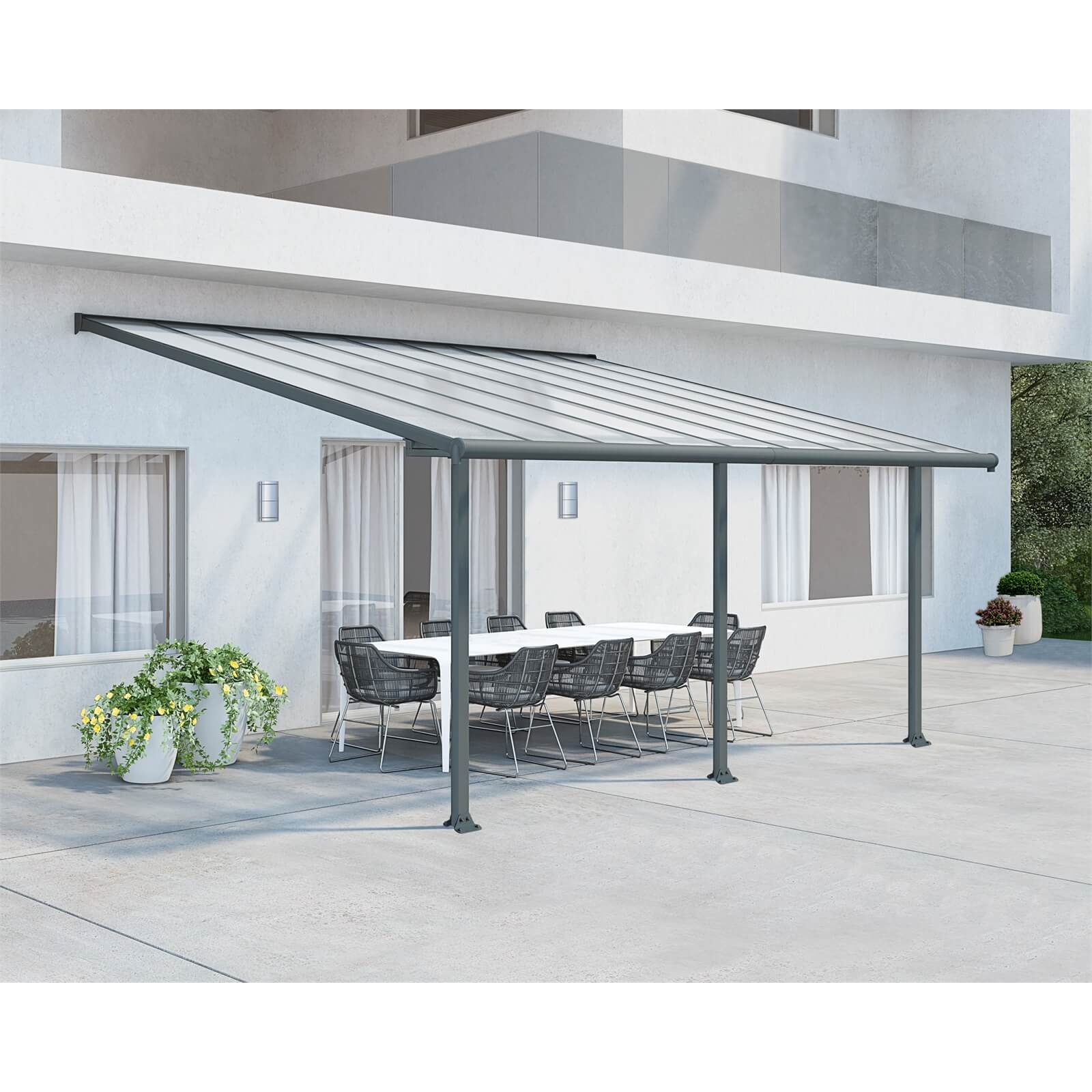 Palram - Canopia Olympia Patio Cover 3X8.10 Grey Clear