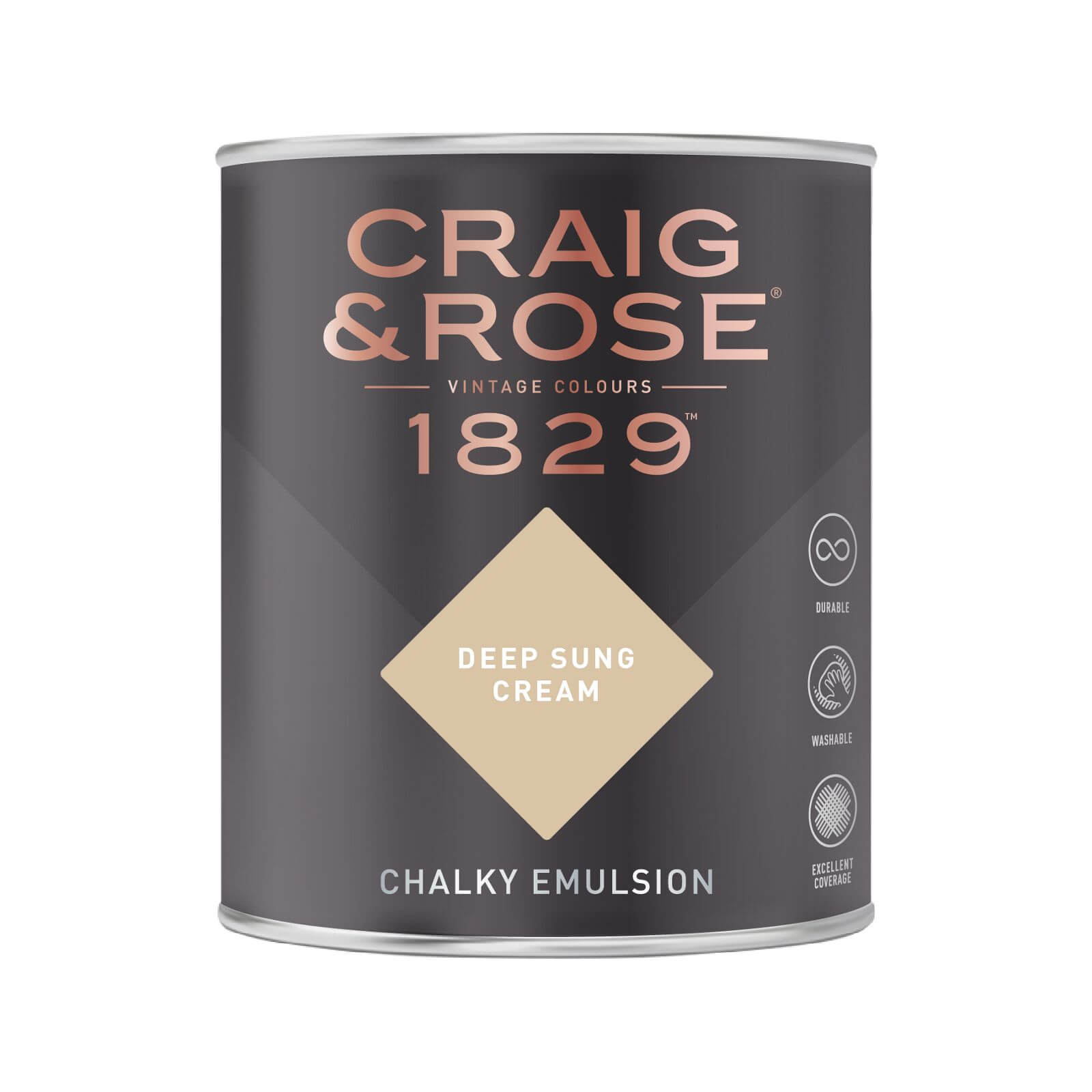 Craig & Rose 1829 Chalky Matt Emulsion Paint Deep Sung Cream - 750ml