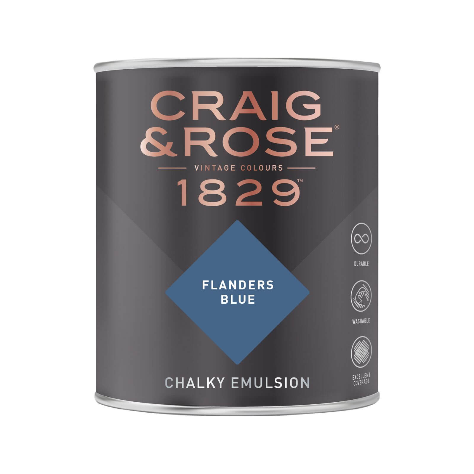 Craig & Rose 1829 Chalky Matt Emulsion Paint Flanders Blue - 750ml