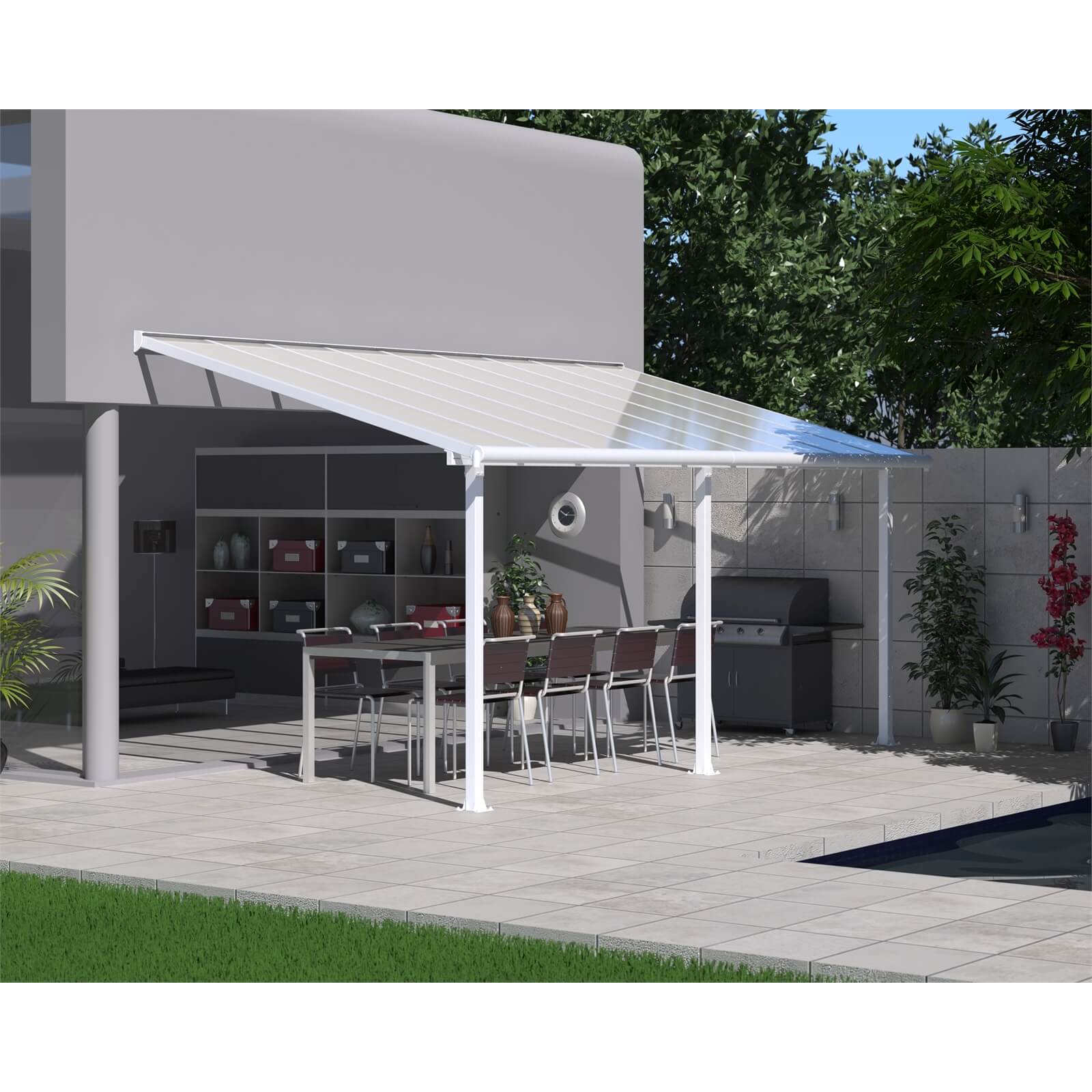 Palram - Canopia Olympia Patio Cover 3X8.10 White Clear