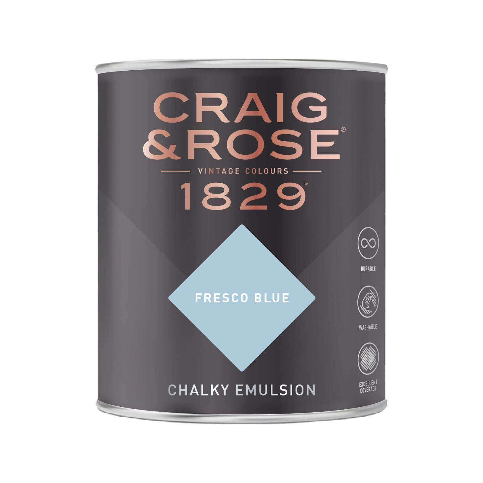 Craig & Rose 1829 Chalky Matt Emulsion Paint Fresco Blue - 750ml