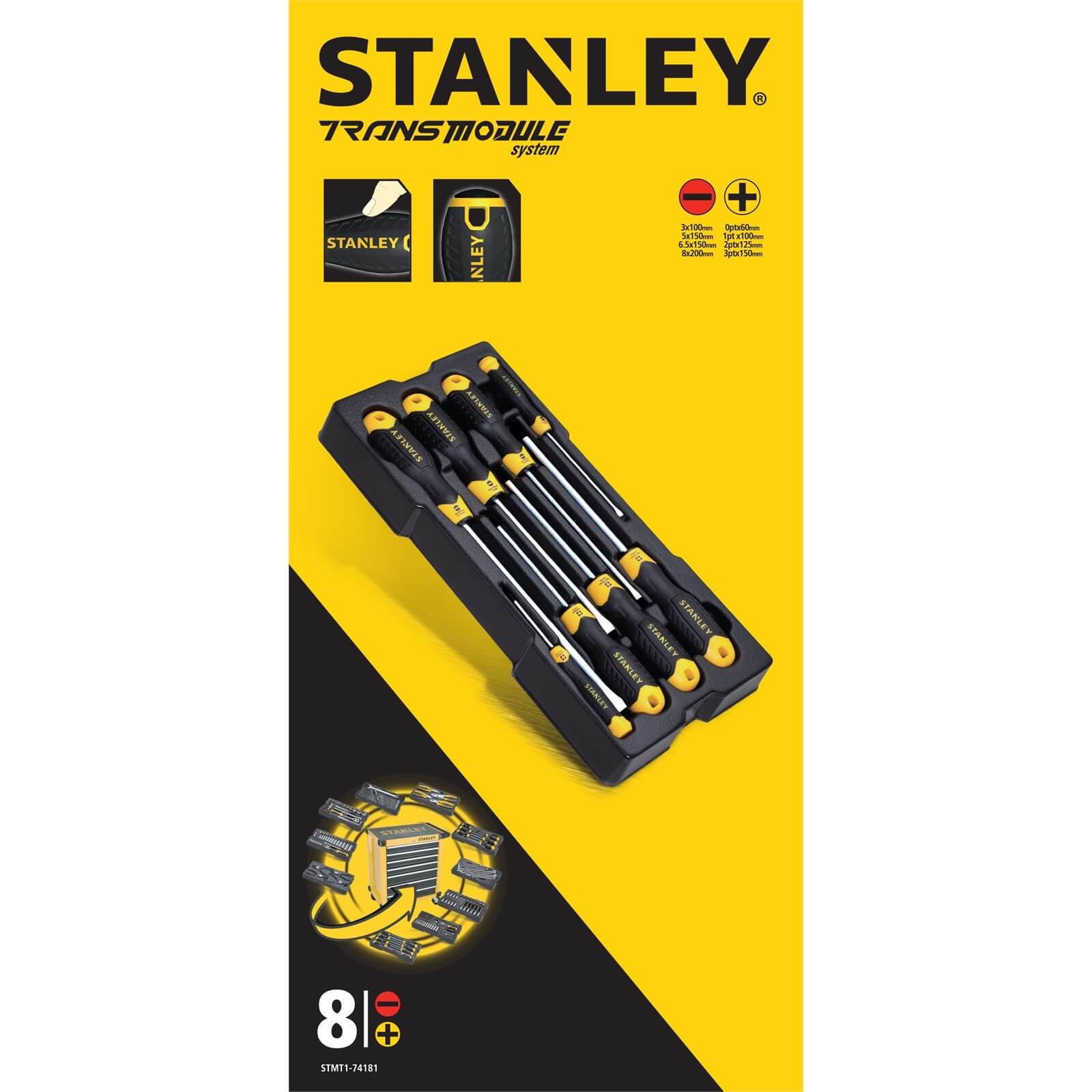 Stanley 8 Piece Screwdriver Set in Module Tray