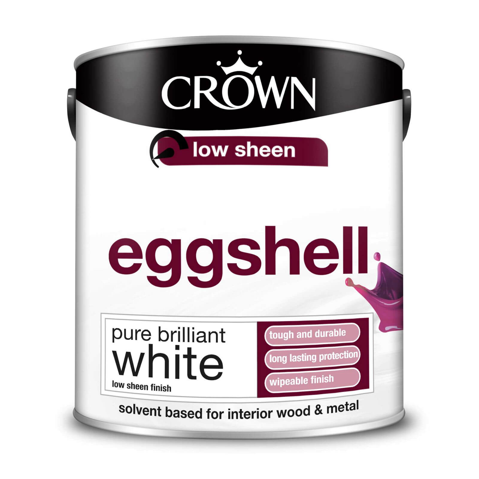 Crown Eggshell Paint Pure Brilliant White - 2.5L