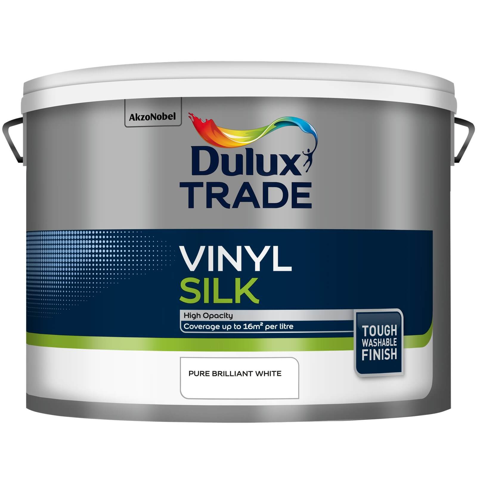 Dulux Trade Vinyl Silk Emulsion Paint Pure Brilliant White - 10L