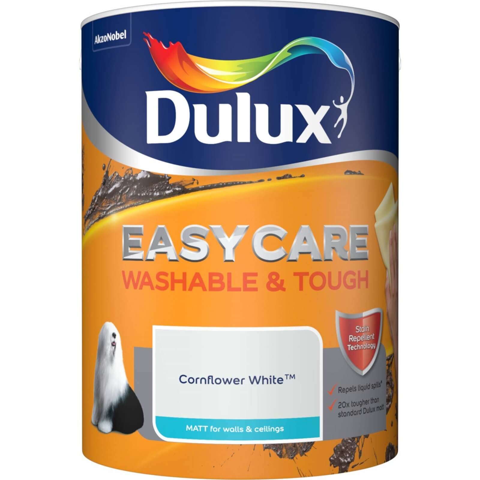 Dulux Easycare Washable & Tough Cornflower White Matt Paint - 5L