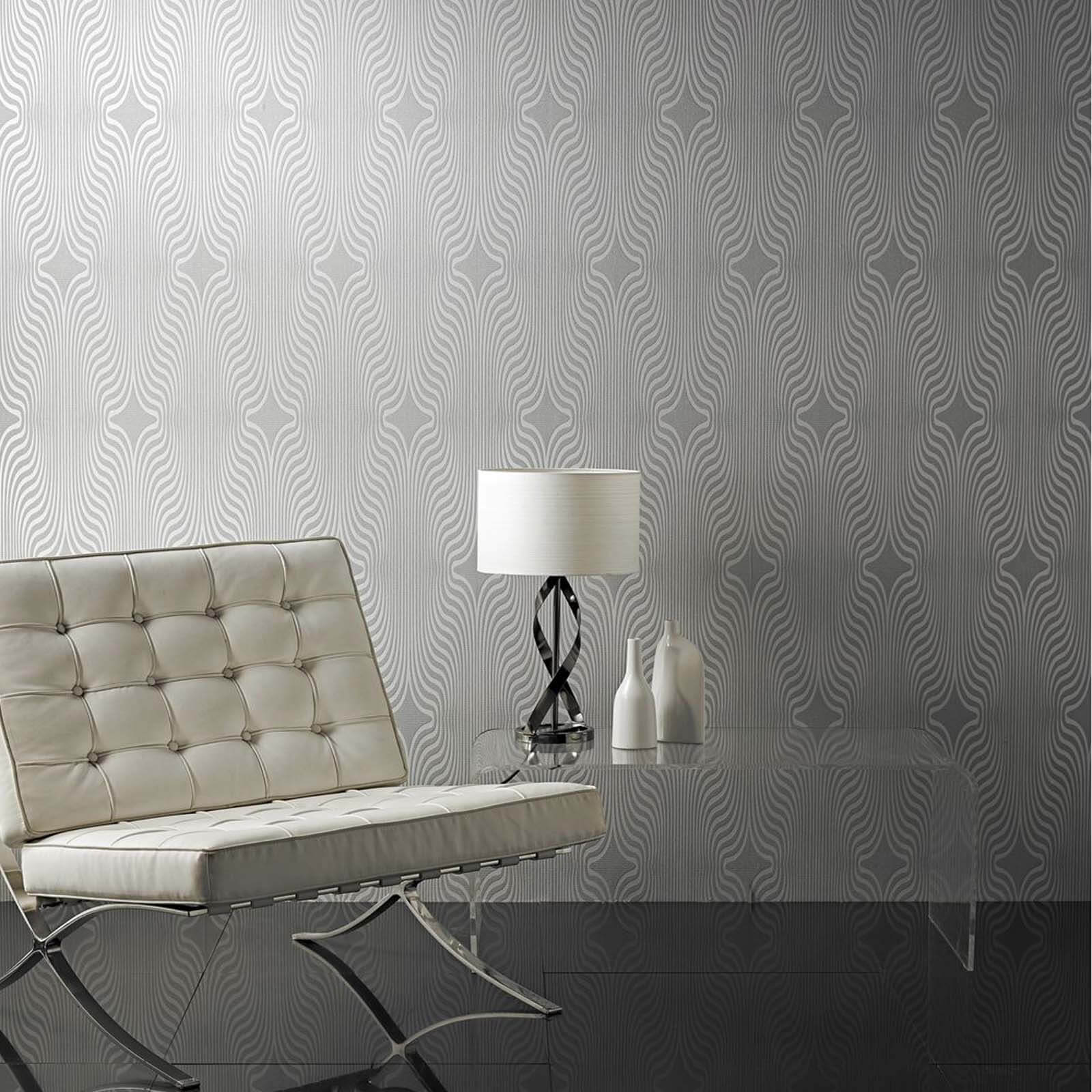 Grandeco Silver Wallpaper