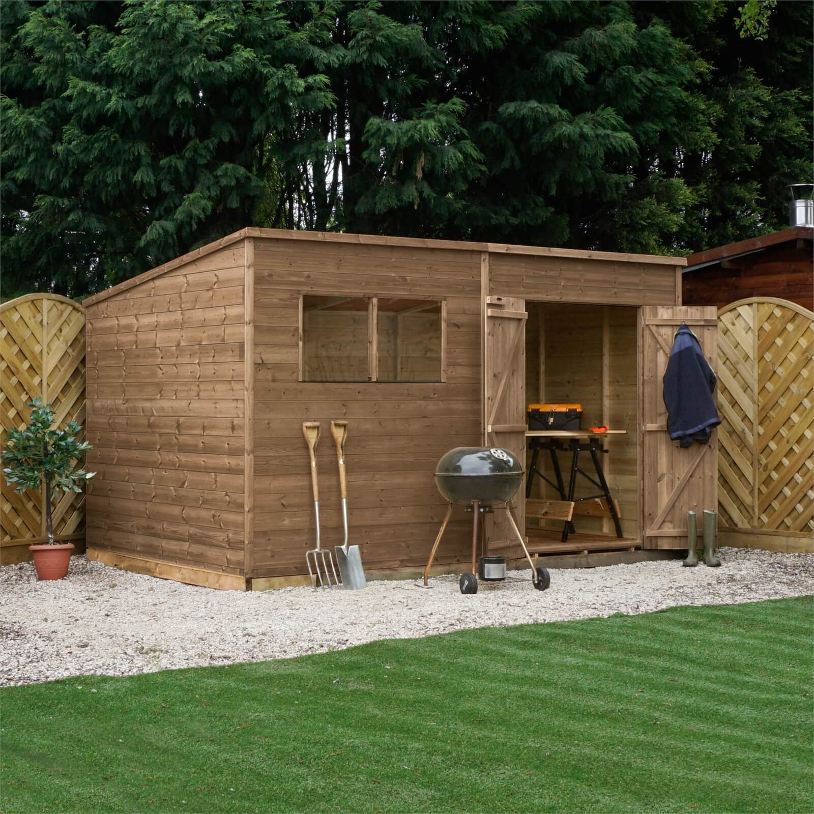 Mercia 12x8ft Pressure Treated Pent Wooden Shed