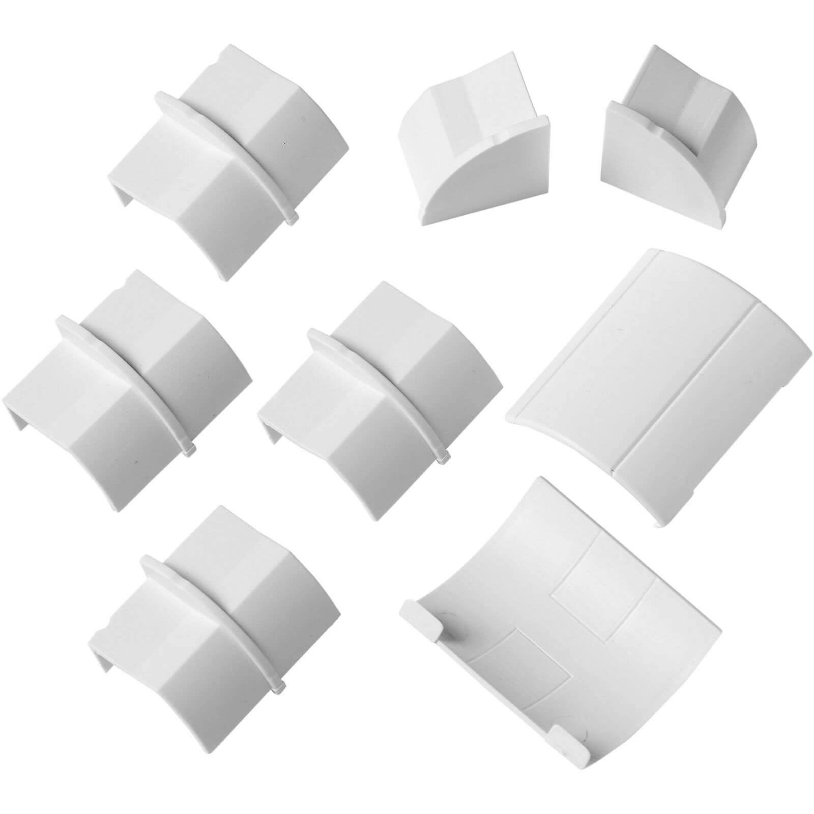 D-Line Quadrant Decorative Trunking Clip Over 8 Piece Accessory Multipack 22mm x 22mm White