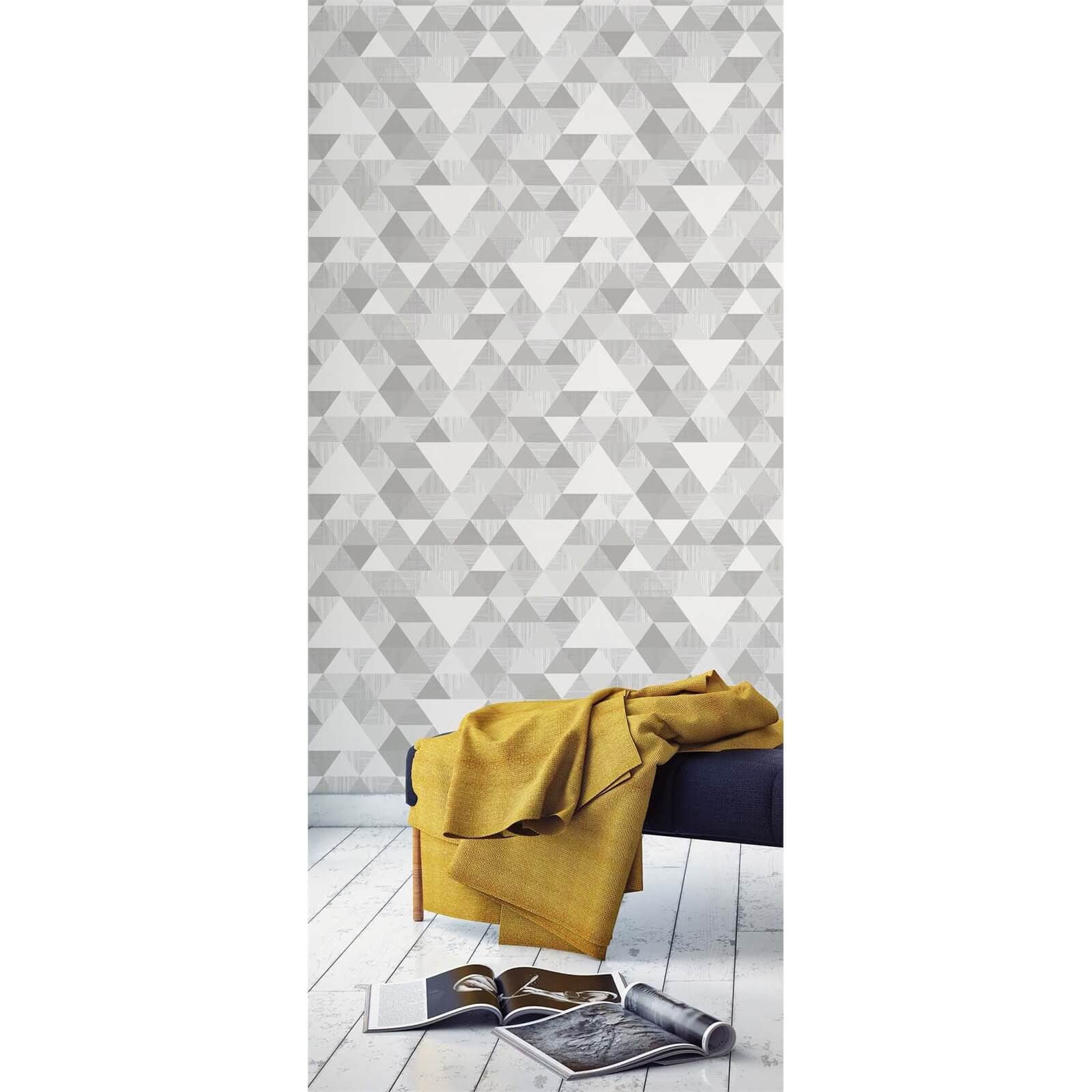 Grandeco Geo Triangle Grey Wallpaper