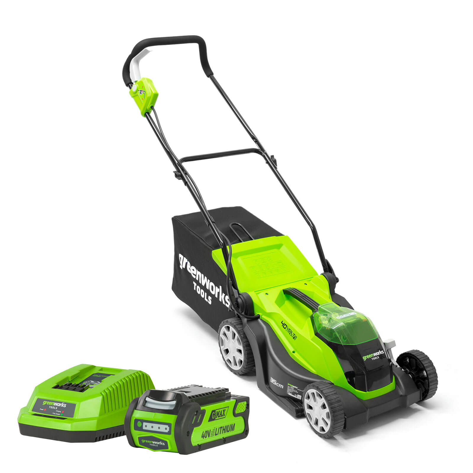 Greenworks G40Lm35K2 Cordless Lawnmower With 2Ah Battery And Charger 35cm 40V