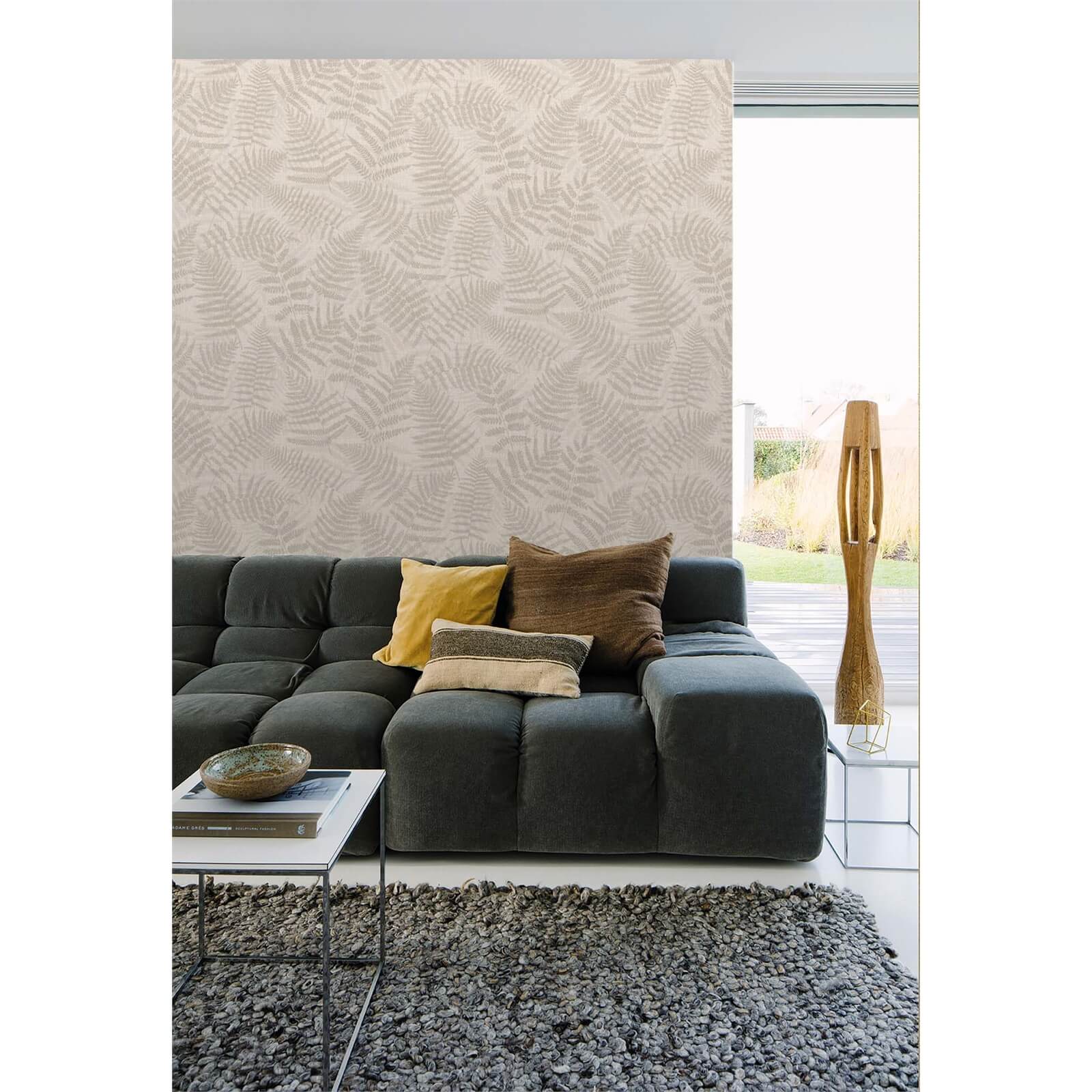 Grandeco Metallic Fern Taupe Wallpaper