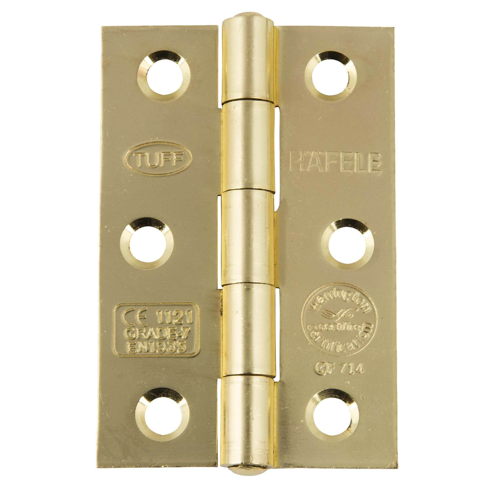 CE7 Butt Hinge - Electro Brass - 75 x 49mm - 2 Pack
