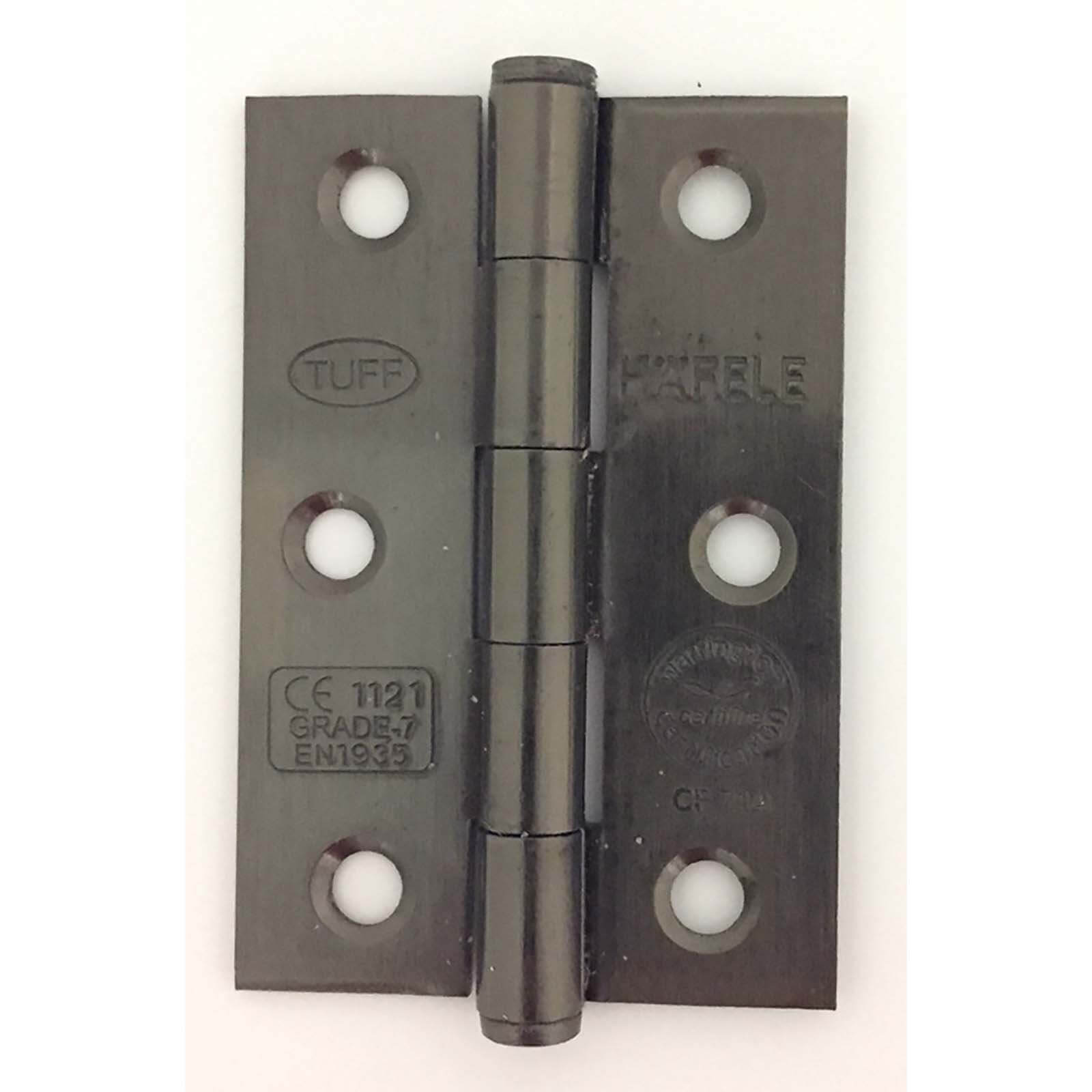 CE7 Button Tip Butt Hinge - Galvanised Silver - 75 x 49mm - 2 Pack