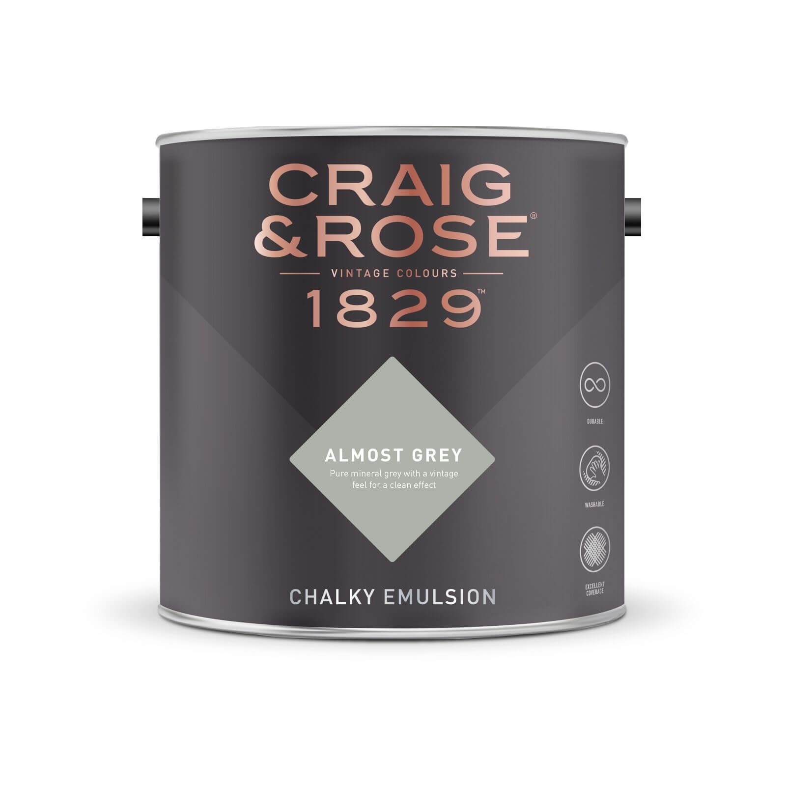 Craig & Rose 1829 Chalky Emulsion Paint Almost Grey - 2.5L