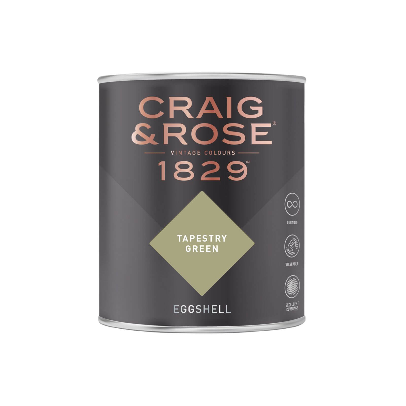 Craig & Rose 1829 Eggshell Paint Tapestry Green - 750ml