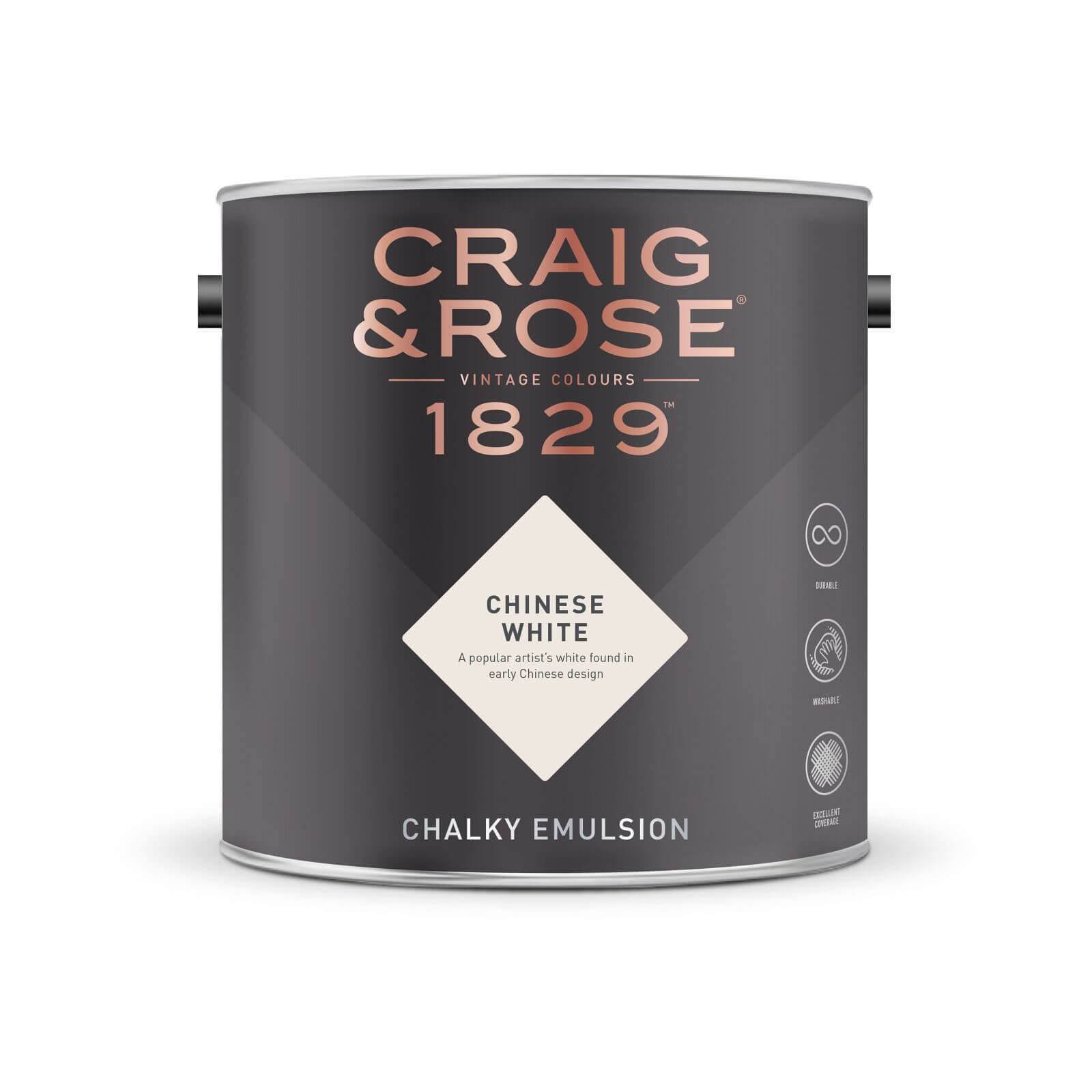 Craig & Rose 1829 Chalky Emulsion Paint Chinese White - 2.5L