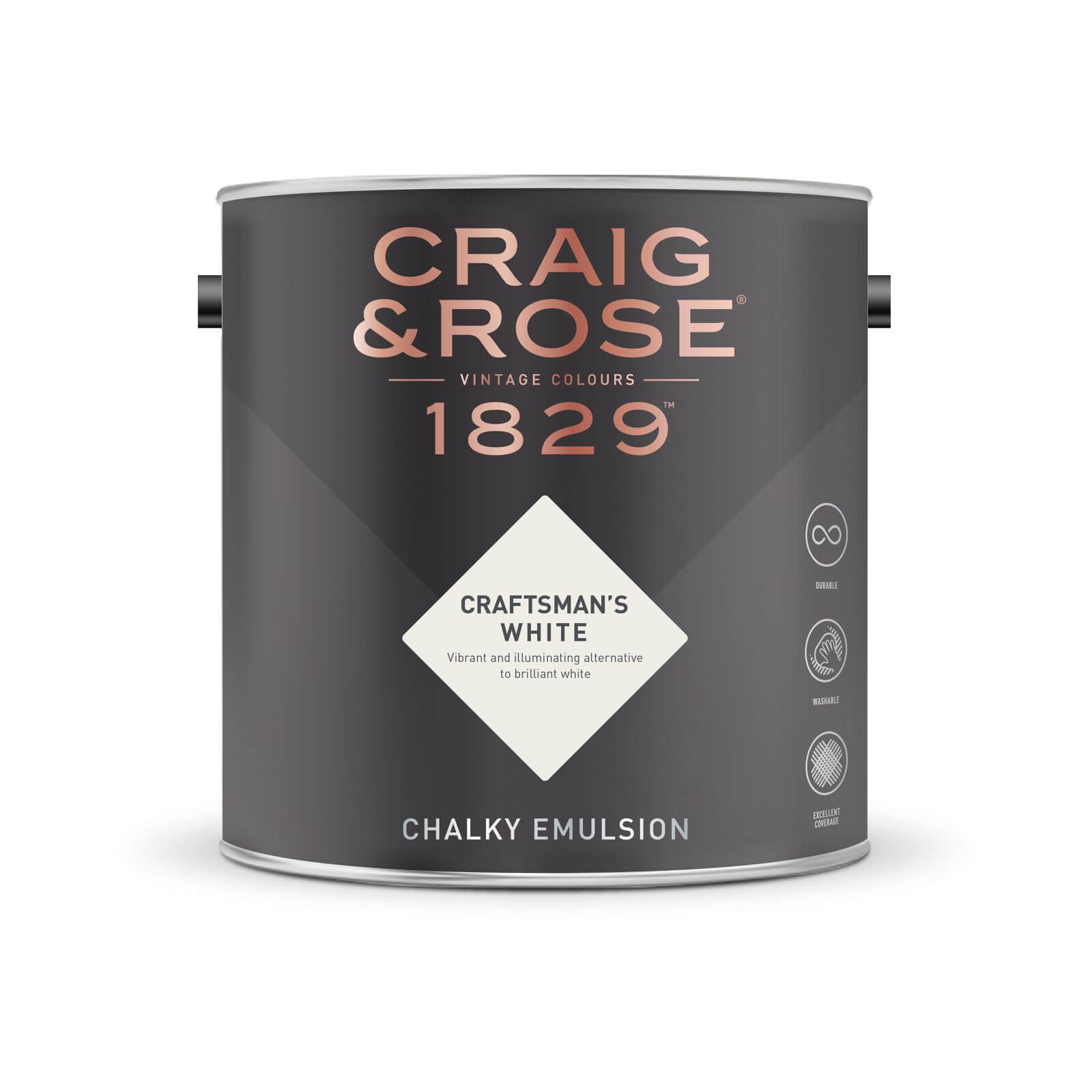 Craig & Rose 1829 Chalky Emulsion Paint Craftsmans White - 2.5L