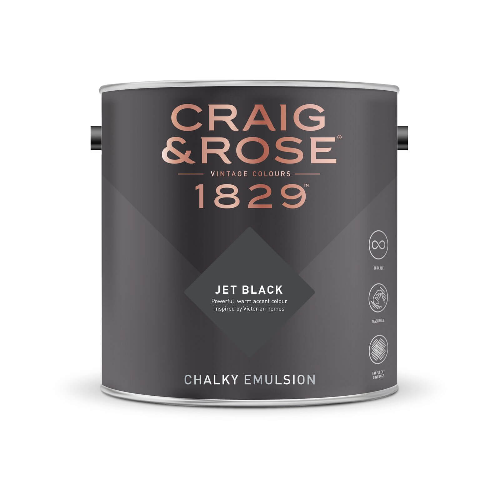 Craig & Rose 1829 Chalky Emulsion Paint Jet Black - 2.5L