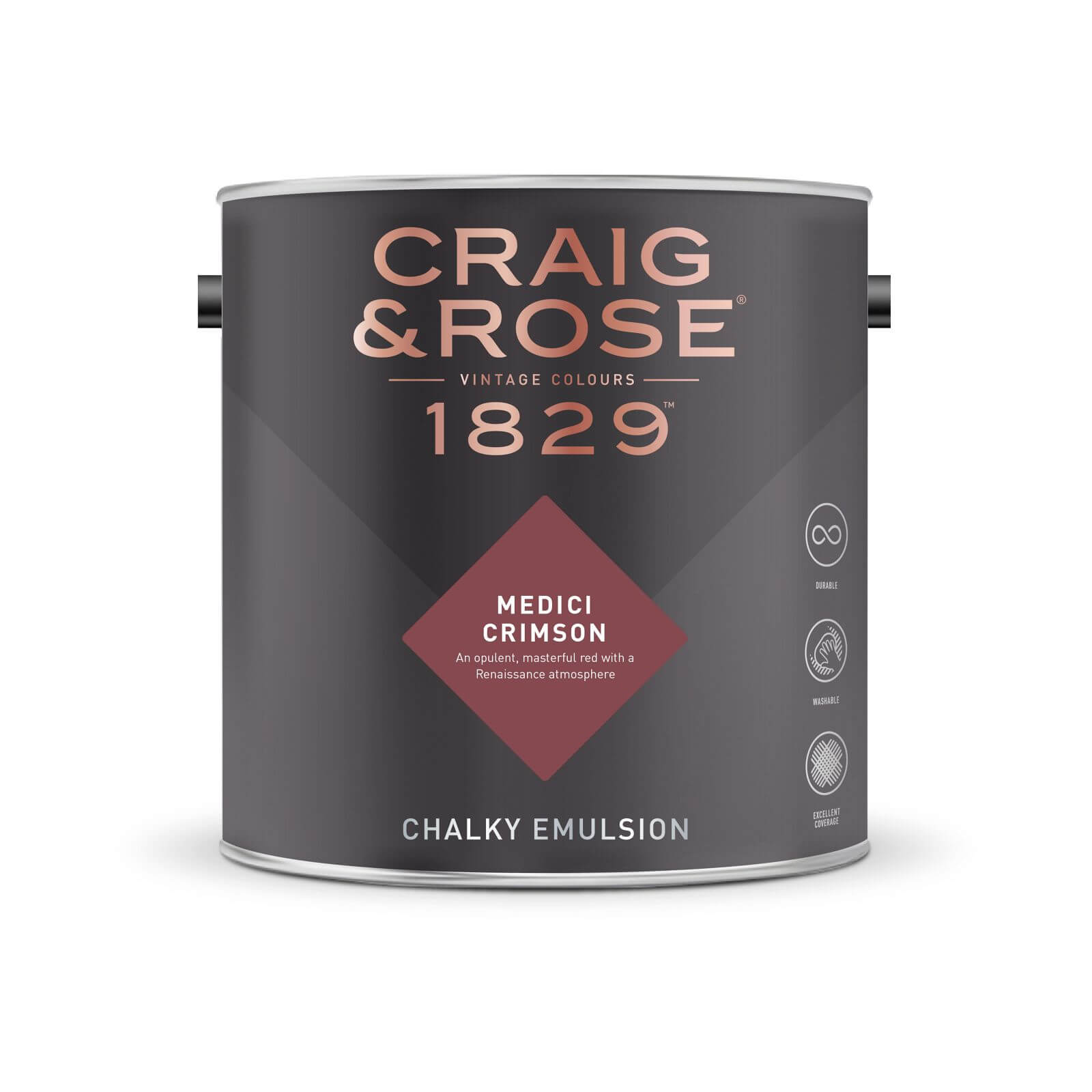 Craig & Rose 1829 Chalky Matt Emulsion Paint Medici Crimson - 2.5L