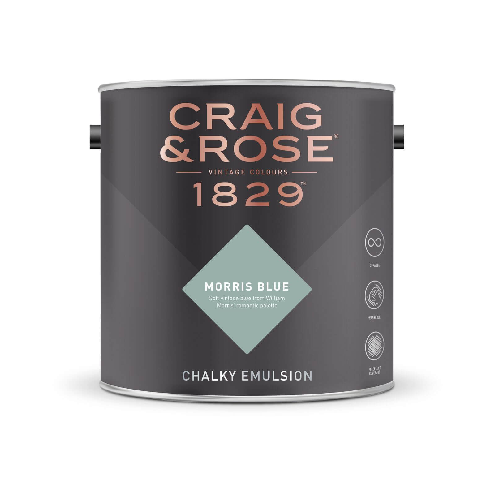 Craig & Rose 1829 Chalky Matt Emulsion Paint Morris Blue - 2.5L
