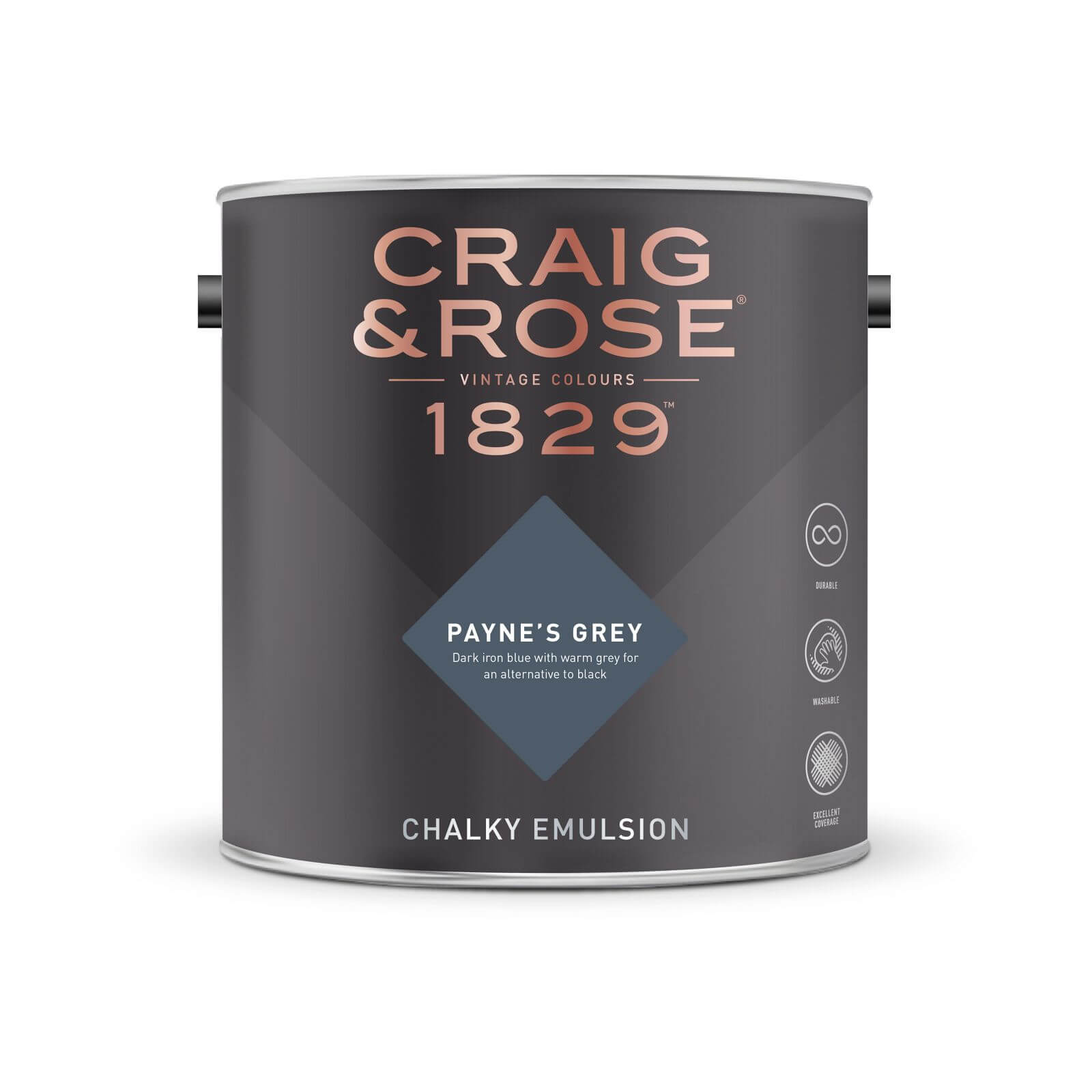Craig & Rose 1829 Chalky Matt Emulsion Paint Paynes Grey - 2.5L