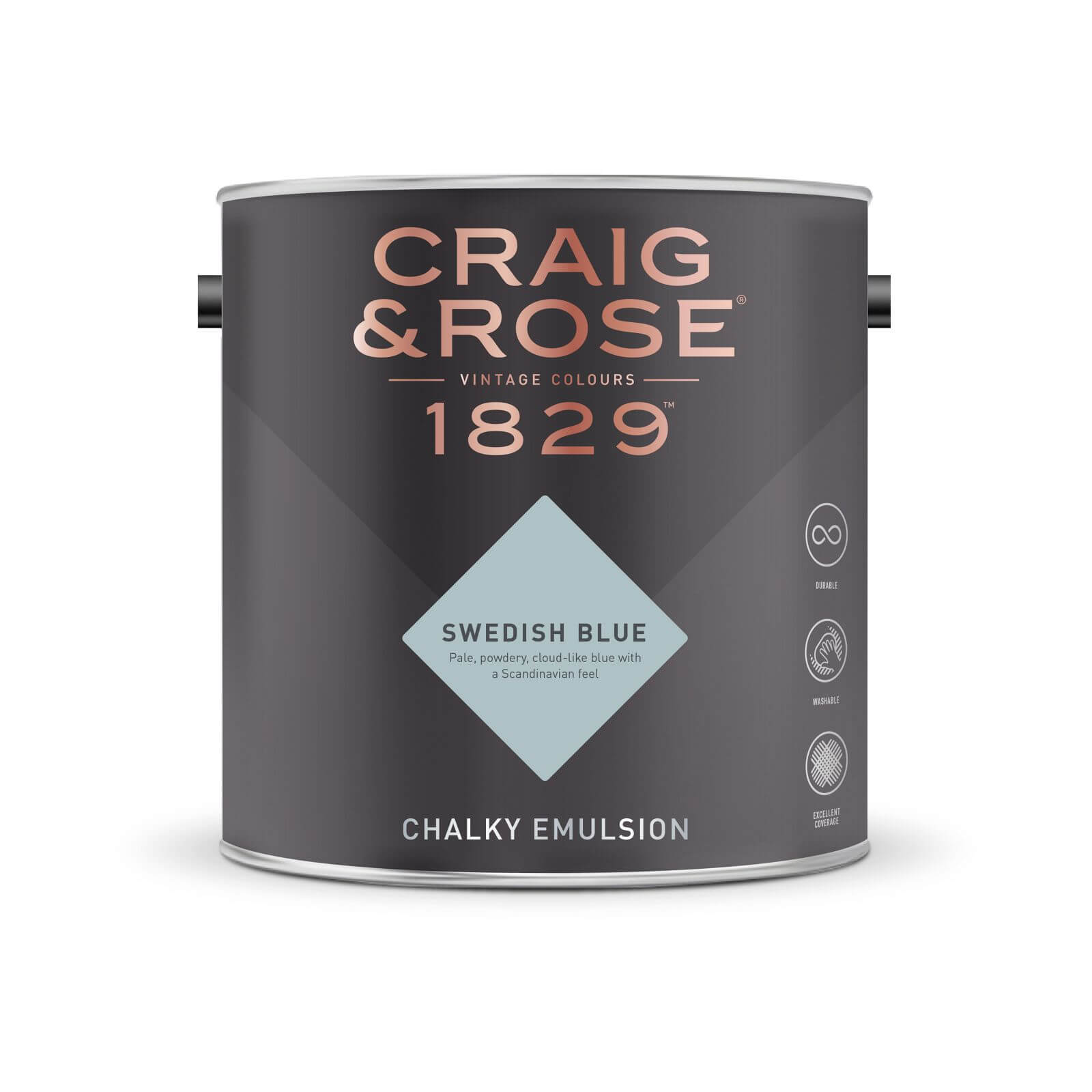 Craig & Rose 1829 Chalky Matt Emulsion Paint Swedish Blue - 2.5L