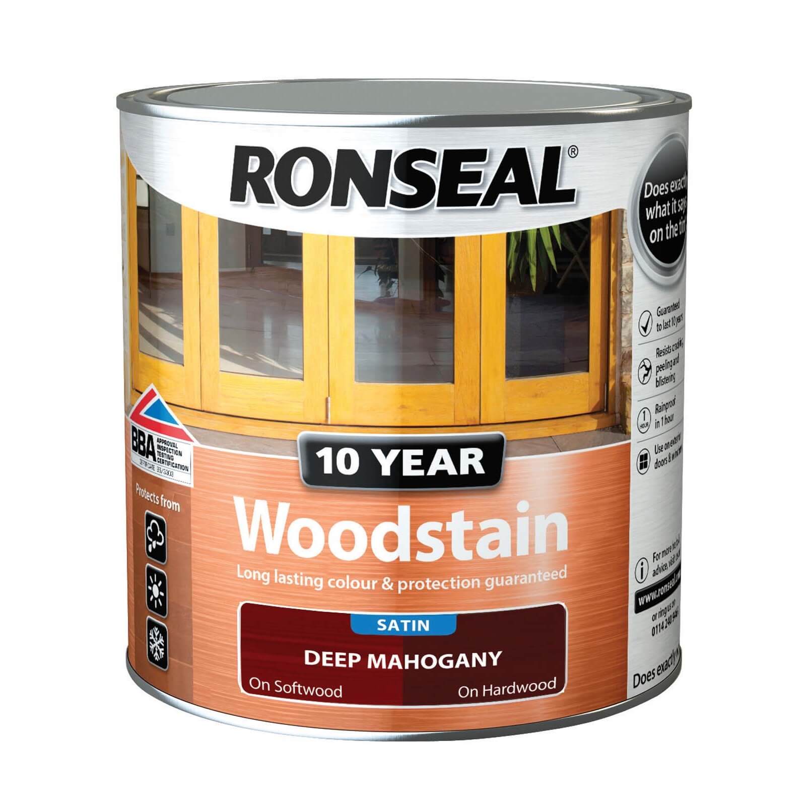 Ronseal 10 Year Woodstain Deep Mahogany Satin -  750ml