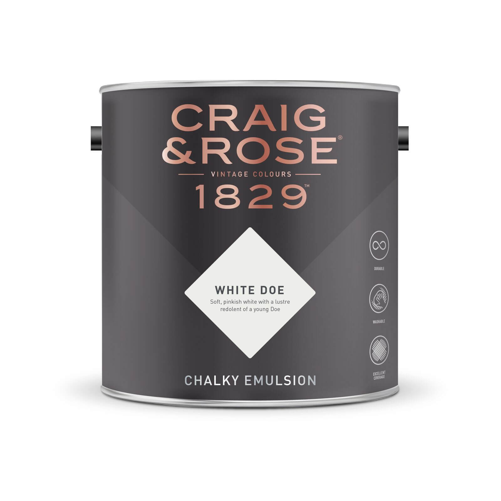Craig & Rose 1829 Chalky Matt Emulsion Paint White Doe - 2.5L