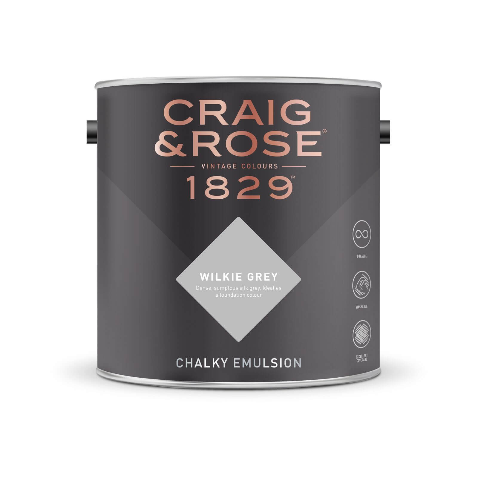 Craig & Rose 1829 Chalky Matt Emulsion Paint Wilkie Grey - 2.5L
