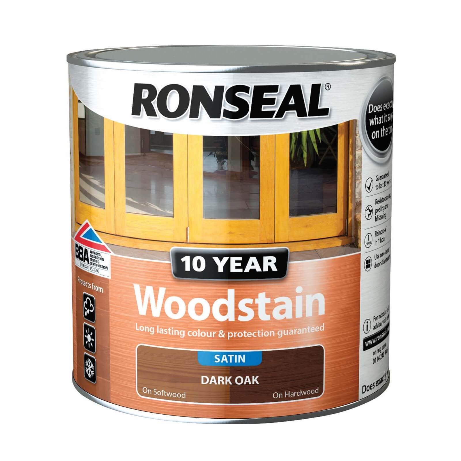 Ronseal 10 Year Woodstain Dark Oak Satin -  2.5L