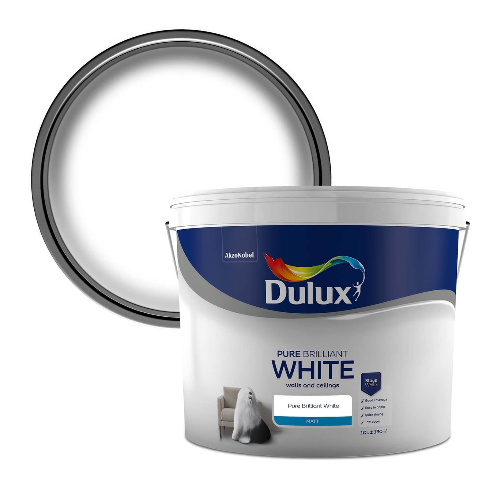 Dulux Matt Emulsion Paint Pure Brilliant White - 10L