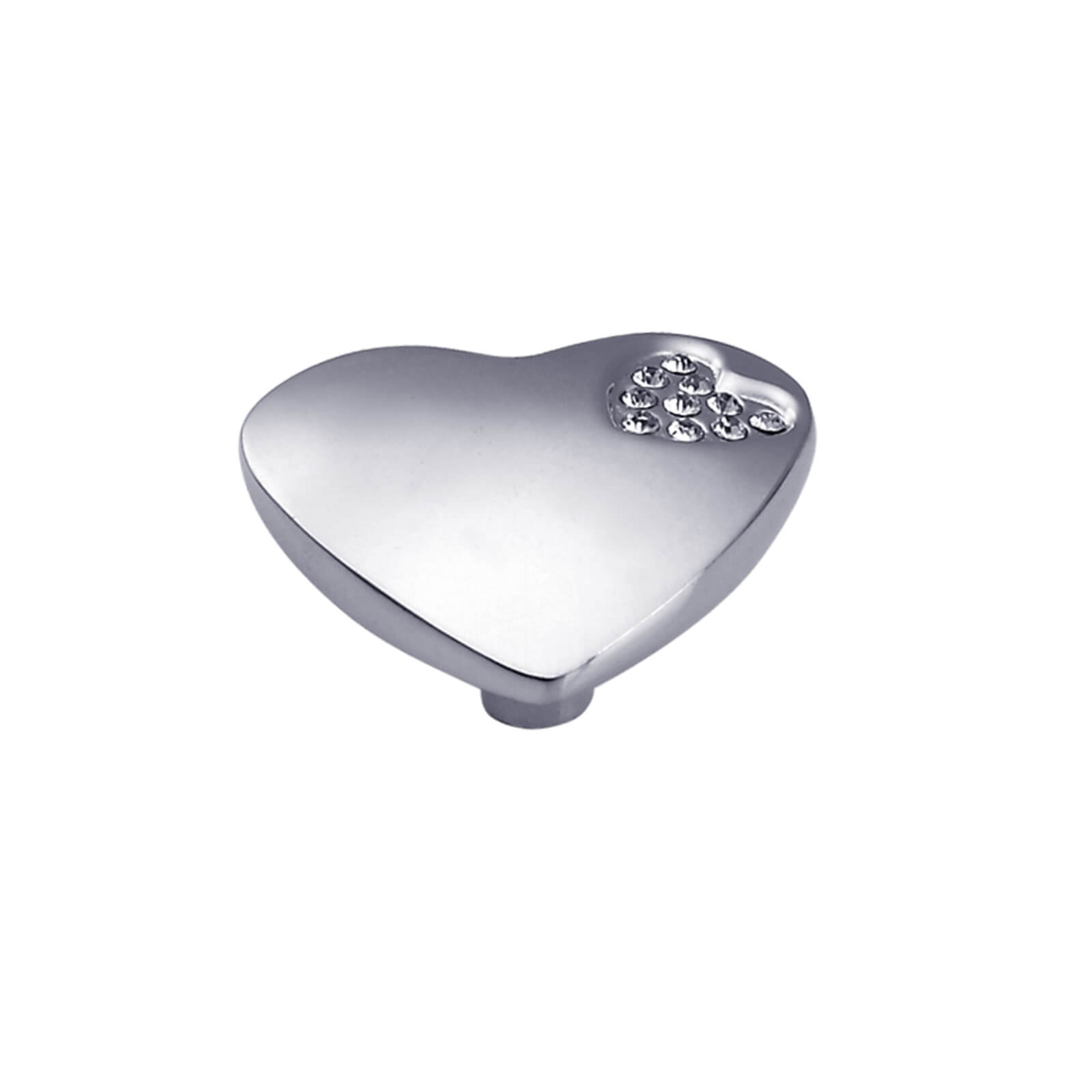Heart Crystal Knob - Chrome Plated - 32mm