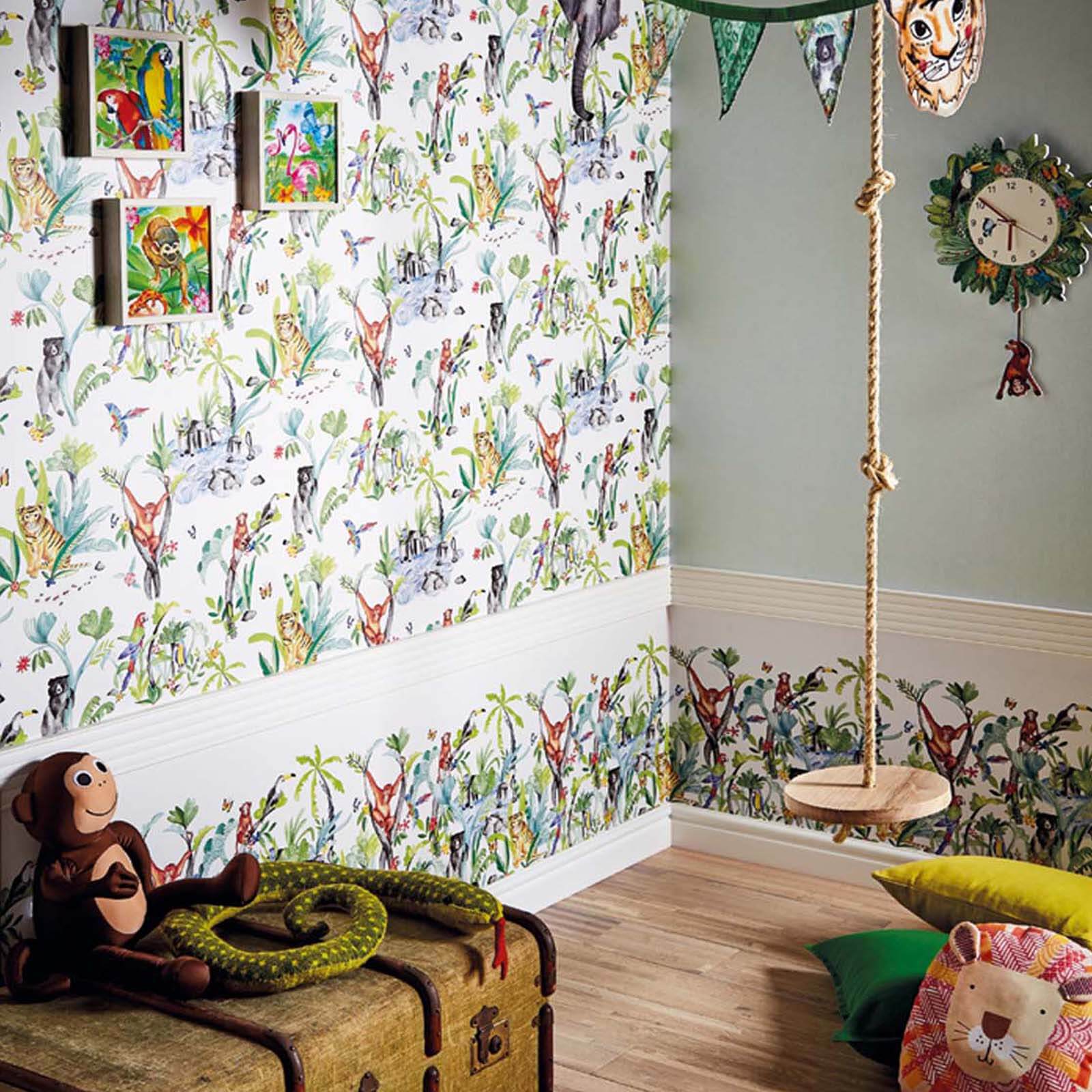 Arthouse Jungle Mania Kids Smooth Multi Coloured Wallpaper