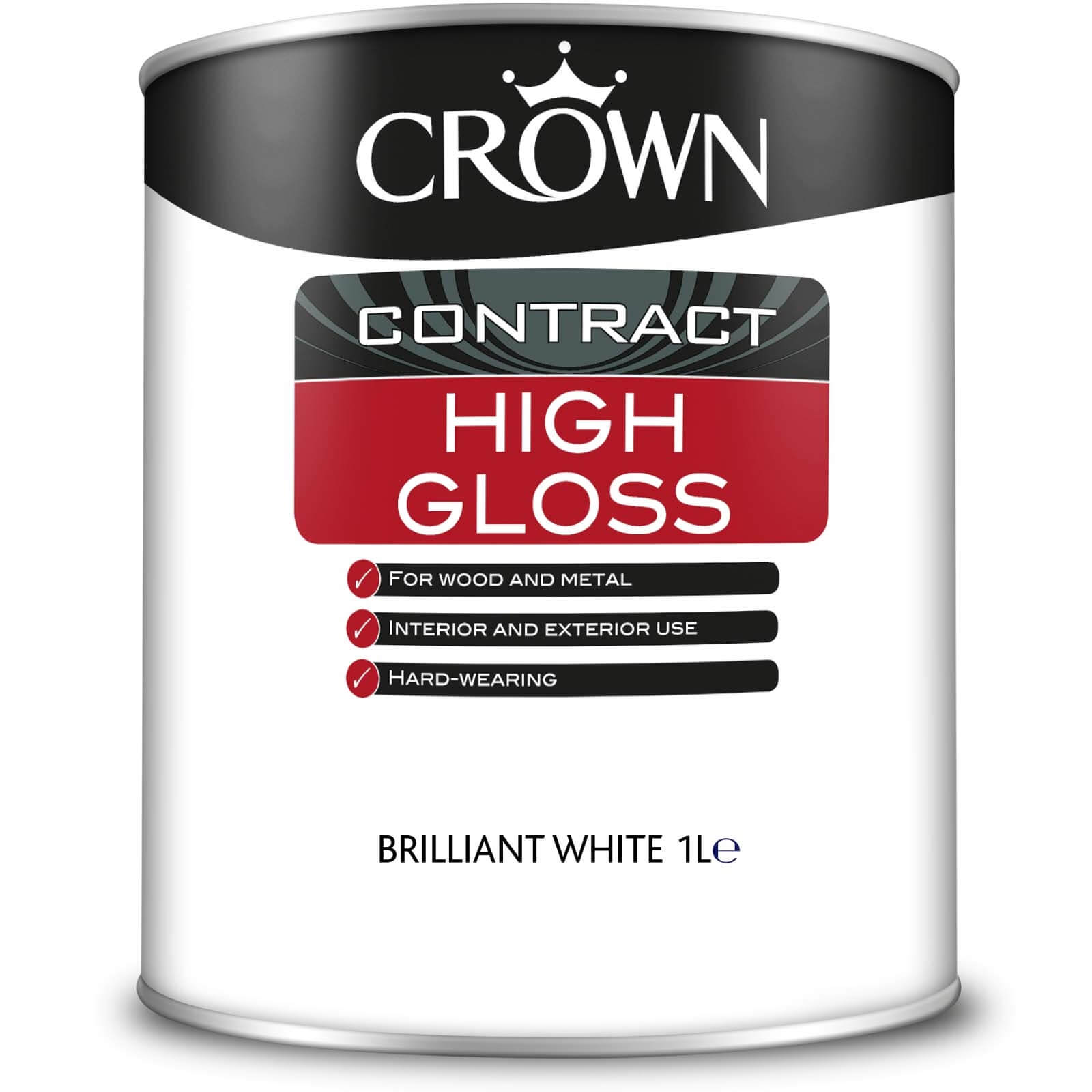 Crown Contract High Gloss Brilliant White Paint - 1L