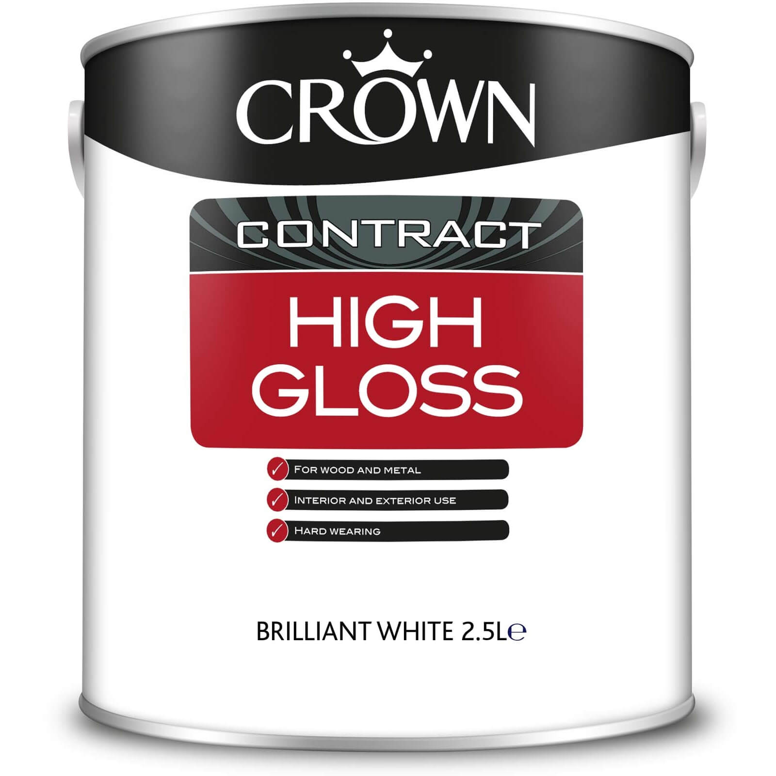 Crown Contract High Gloss Brilliant White Paint - 2.5L