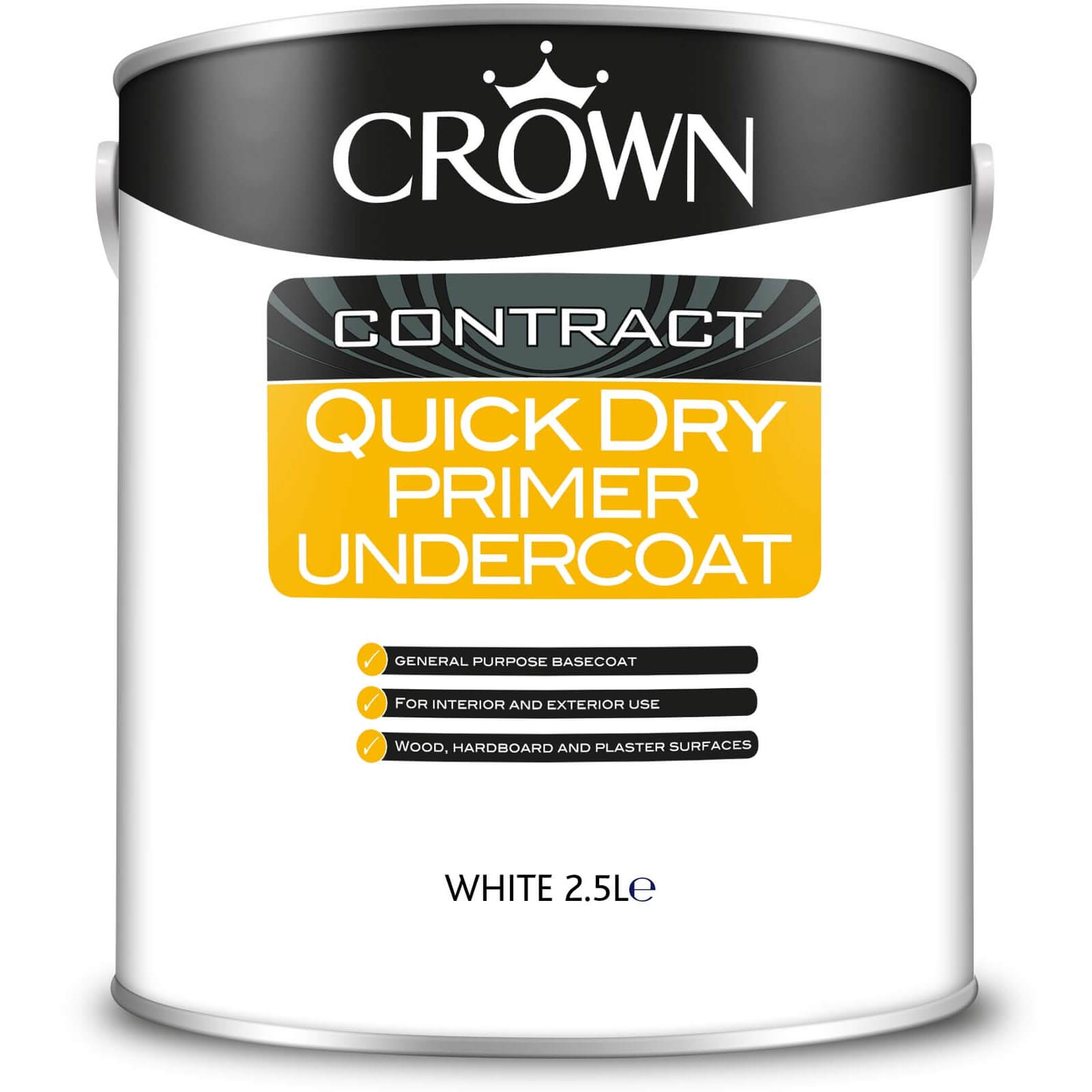 Crown Contract Quick Drying Primer & Undercoat White Paint - 2.5L