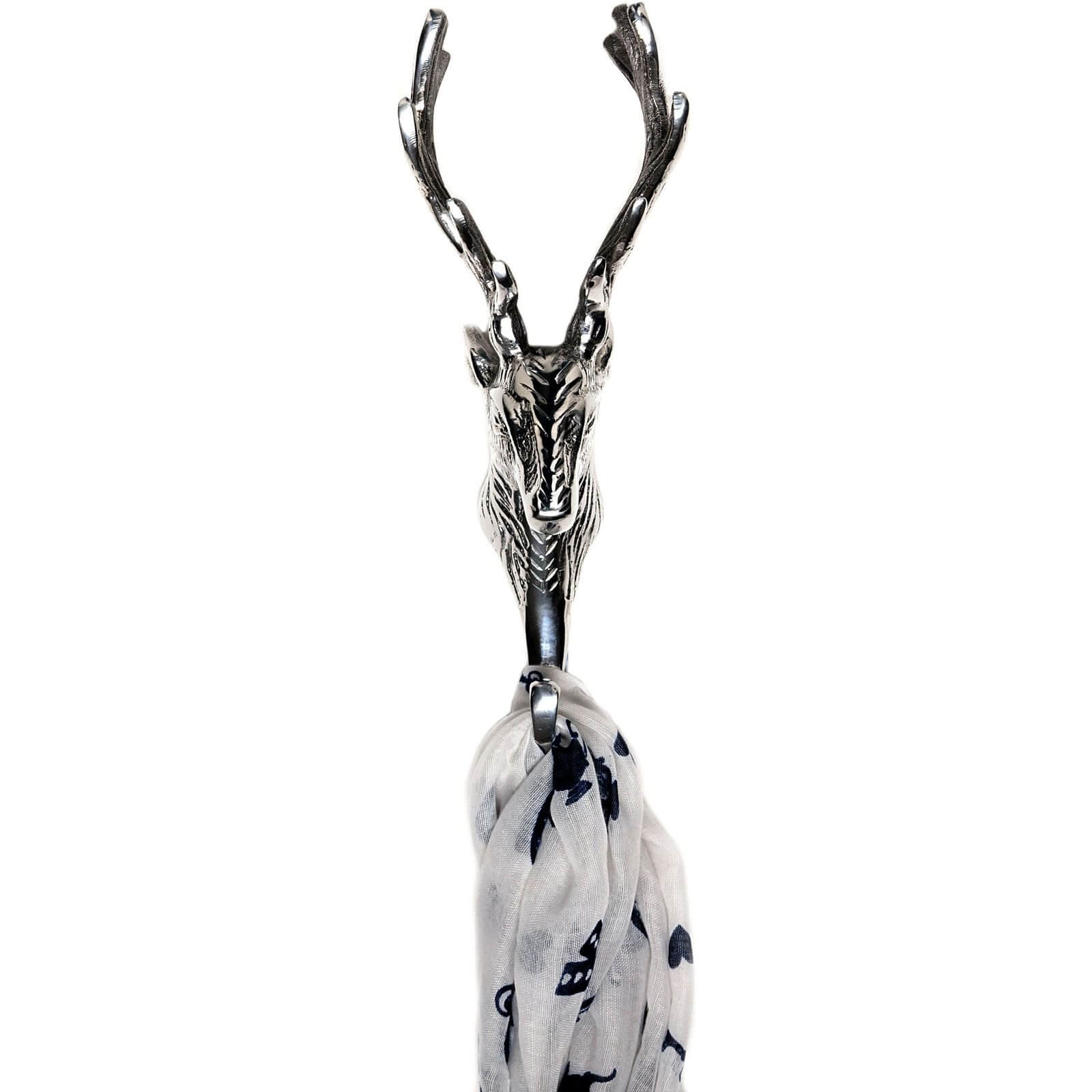 Silver Finish Stag Head Coat Hook