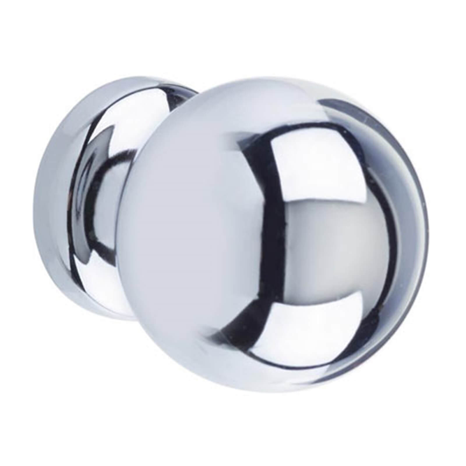 Round Ball Knob - Flat Base - Chrome - 25mm