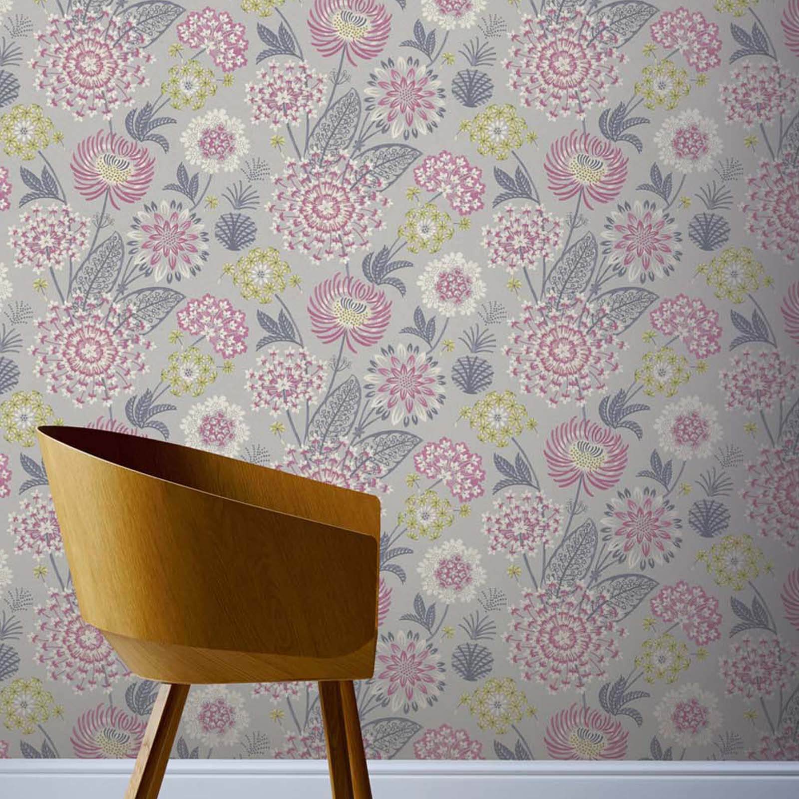 Arthouse Vintage Bloom Floral Smooth Flat Raspberry Wallpaper